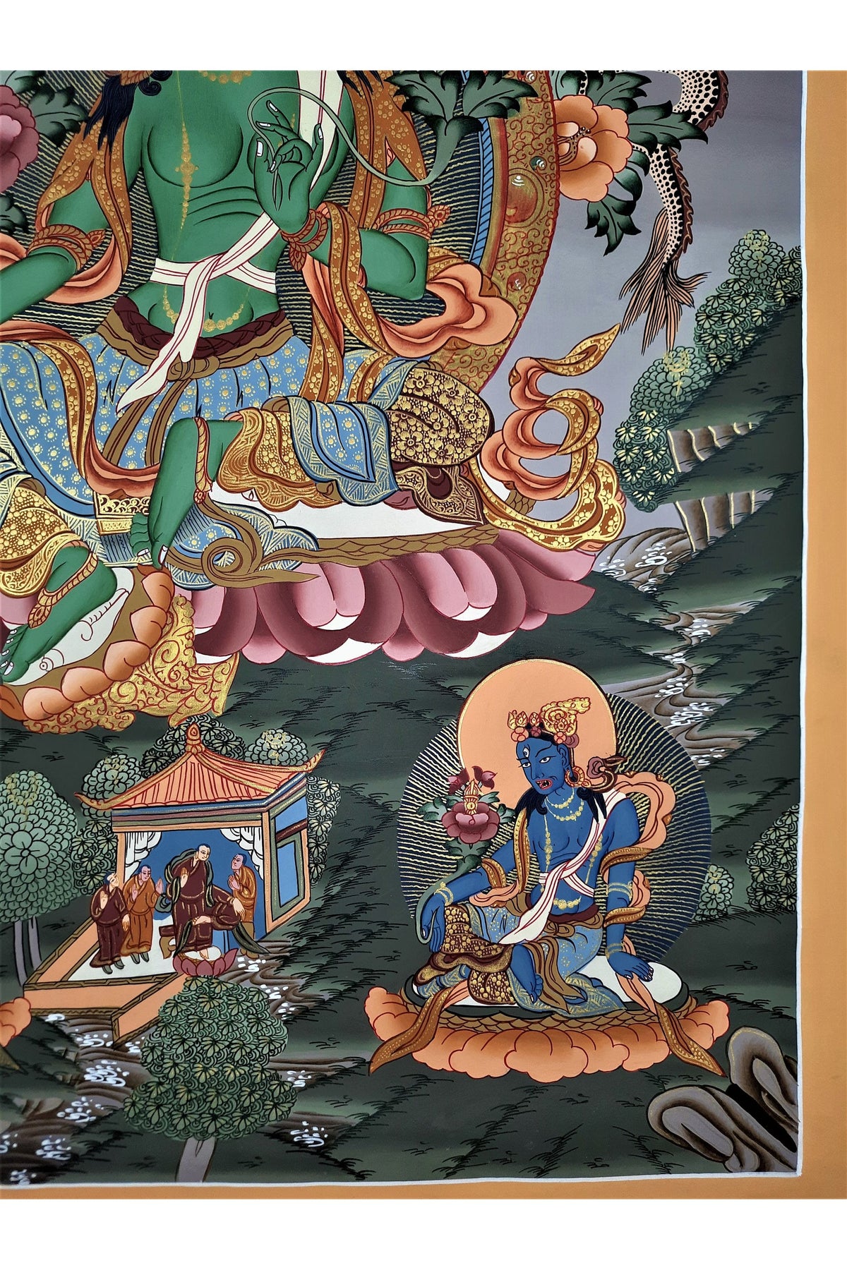 Green Tara Tibetan Thangka | Hand-Painted Buddhist Goddess Art | Compassion & Protection | Master Quality Wall Decor