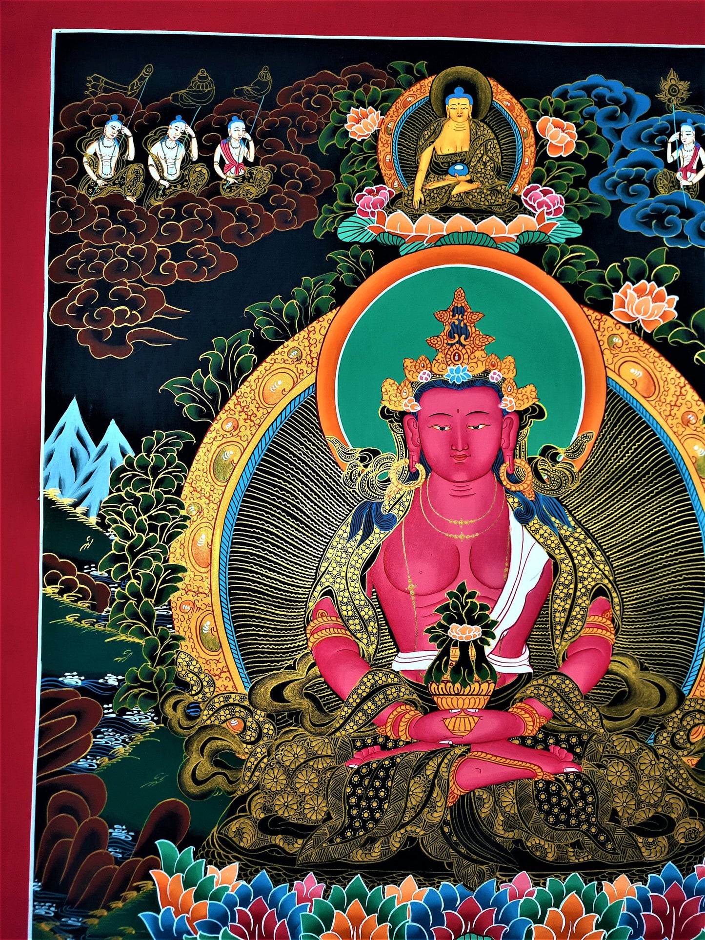 Hand-painted Aparmita / Amitayus / Tsepame/ Tibetan Thangka Painting 20 x 28-Inch