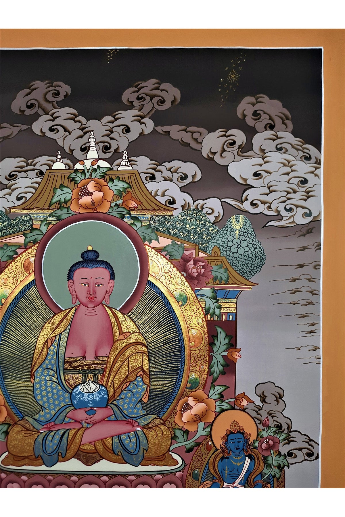 Hand-painted Amitabha Buddha, Tibetan Thangka Painting 20 x 28-Inch
