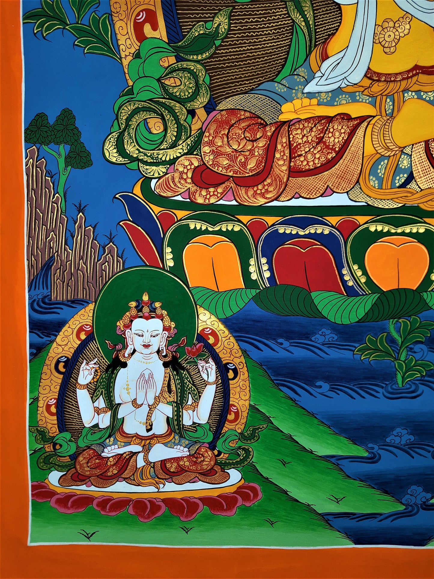 Hand-Painted Manjushree Thangka Painting, God of Wisdom, Tibetan Art