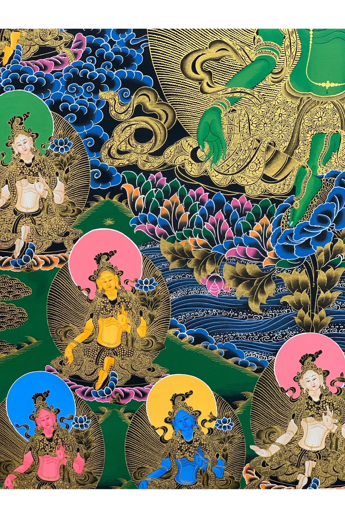 21 Green Tara Thangka Painting, Gold Meditation Art, Tibetan Masterpiece