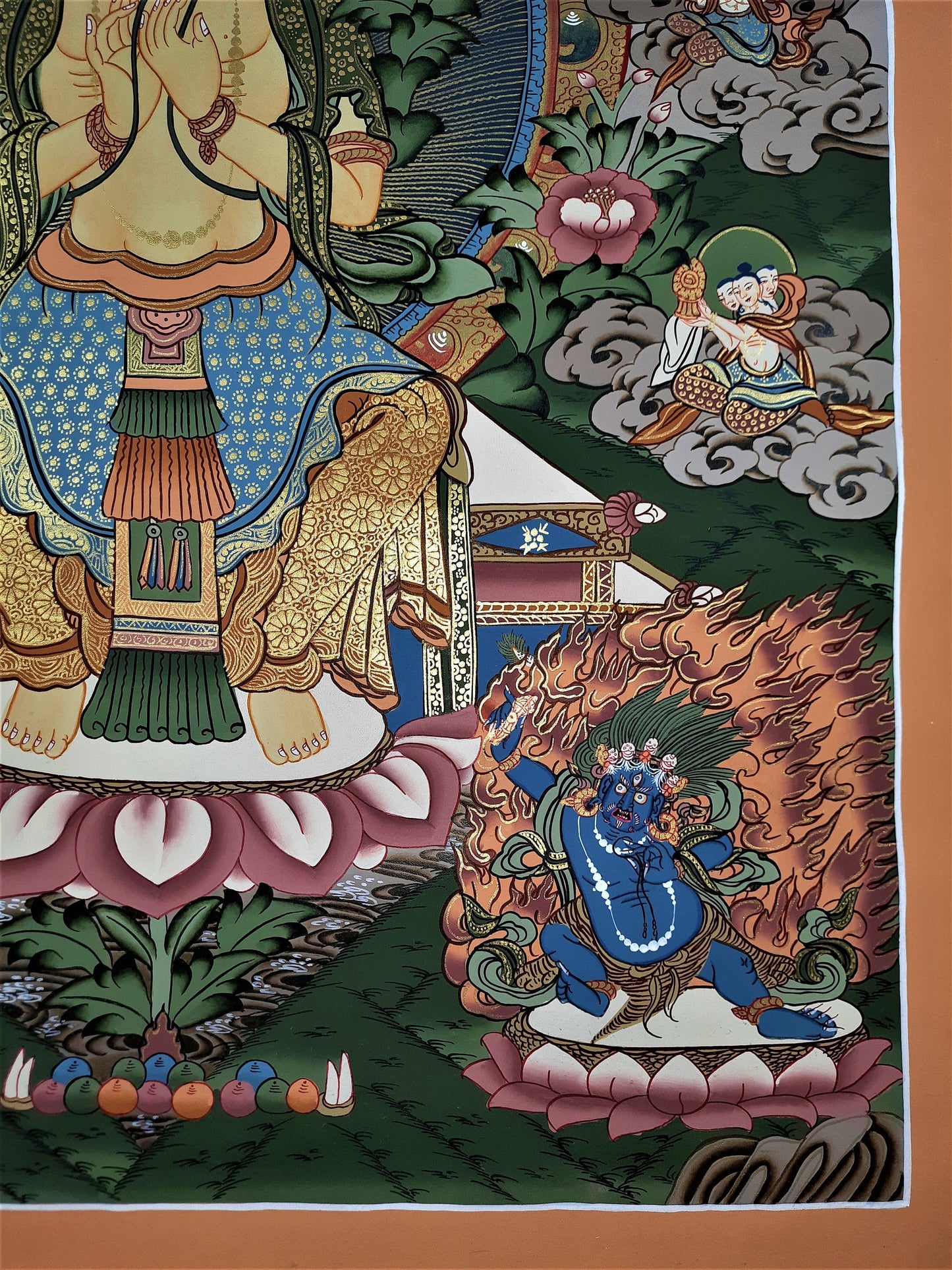 Hand-painted Maitreya- The Future Buddha, Tibetan Thangka Painting 20 x 28-Inch
