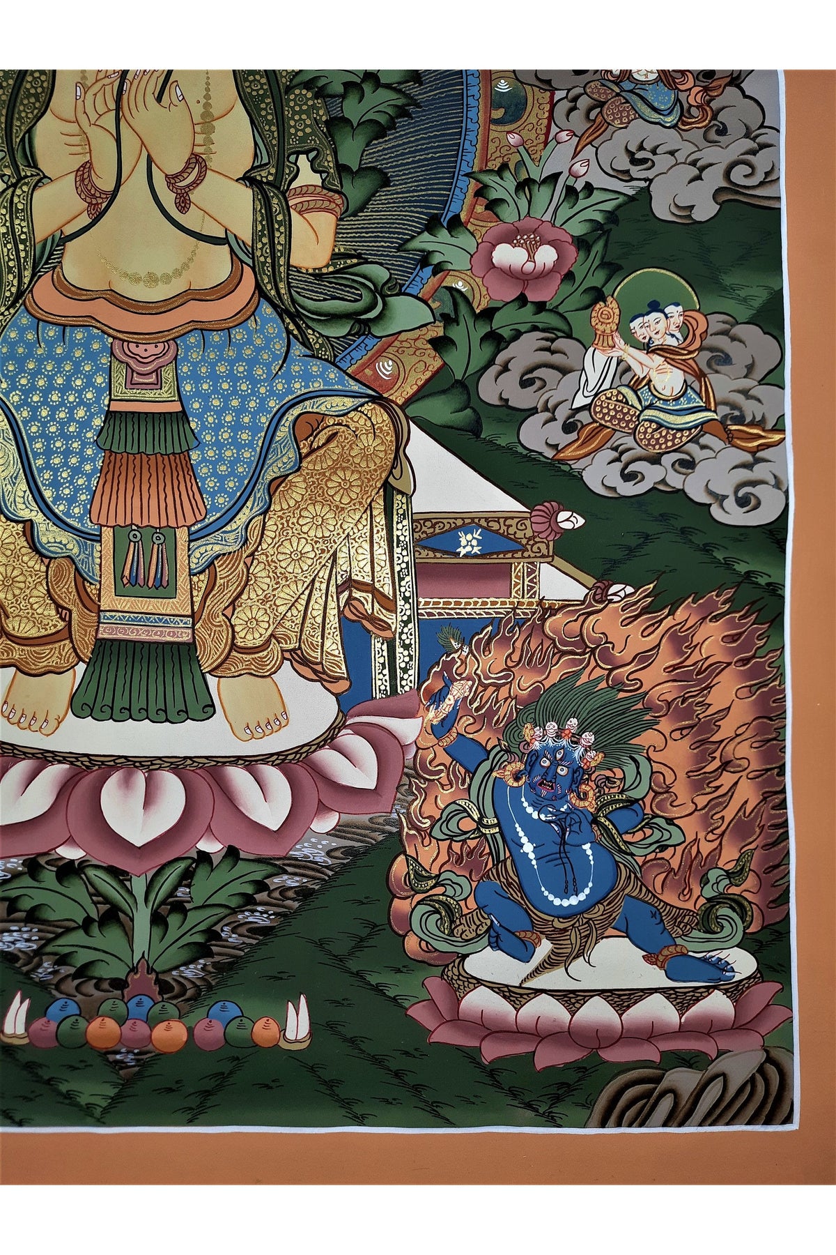 Hand-painted Maitreya- The Future Buddha, Tibetan Thangka Painting 20 x 28-Inch