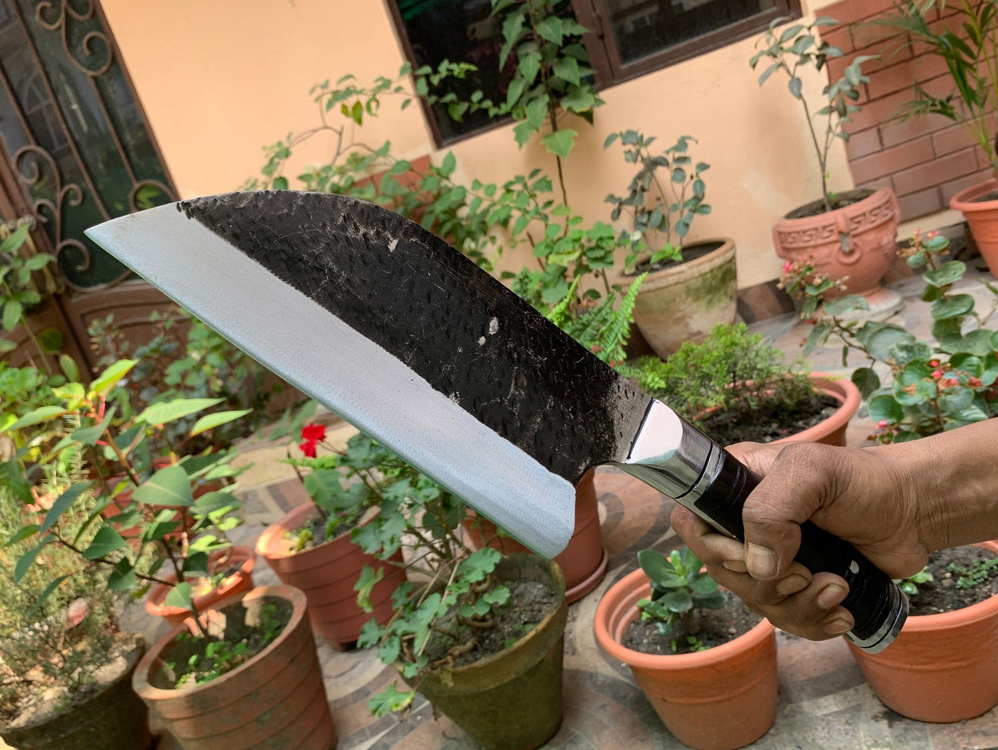 Gurkha Nepal Hand Forged Heavy Duty Extra Strong High Tempered Carbon Steel 9-Inch Blade Kitchen Khukuri Knife Full Tang