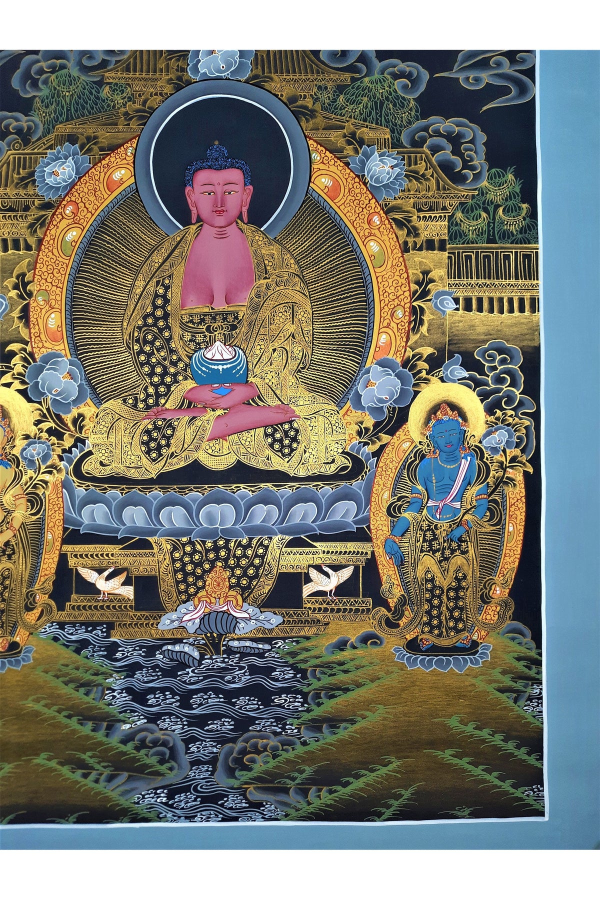 Hand-Painted Amitabha Buddha Thangka - Tibetan Meditation Art