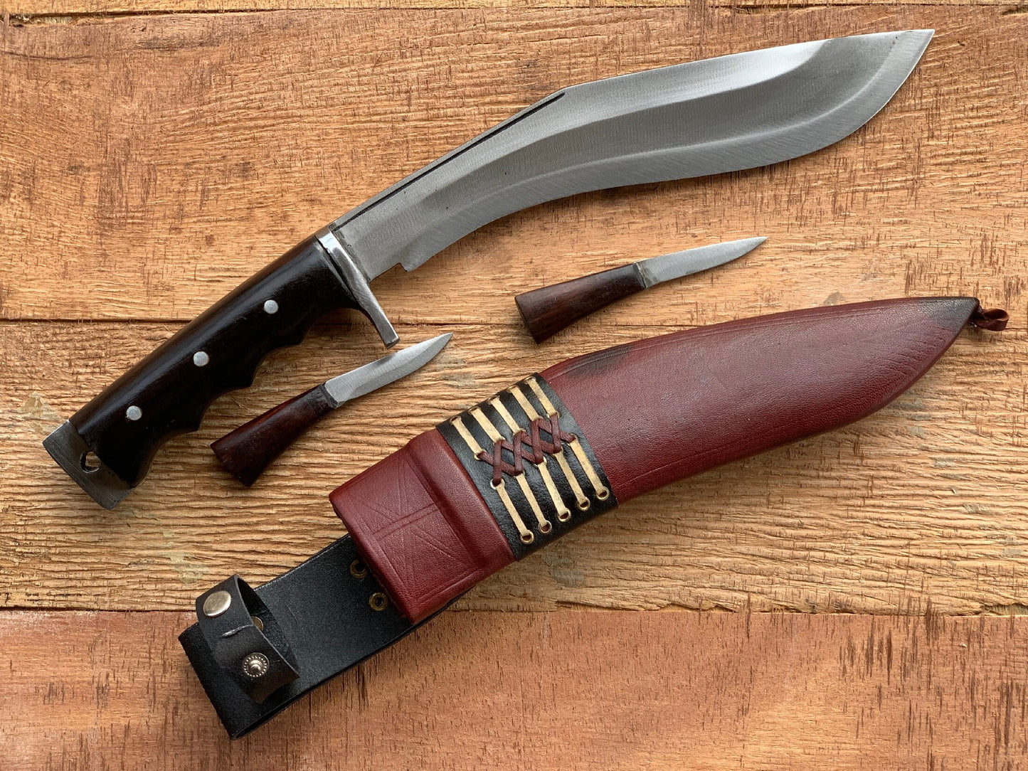 Gurkha Nepal Hand-forged 2 Fuller, Afghan Khukuri, Kukri Knife 11-Innches  Blade- Full Flat Tang, Gripper Blocker Handle With Belt Loop