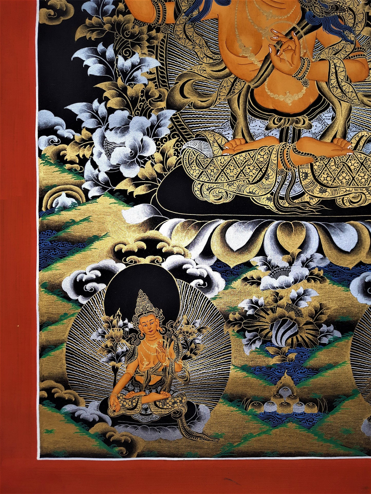 Hand-Painted Pancha Manjushri Thangka: God of Wisdom, Nepal Art