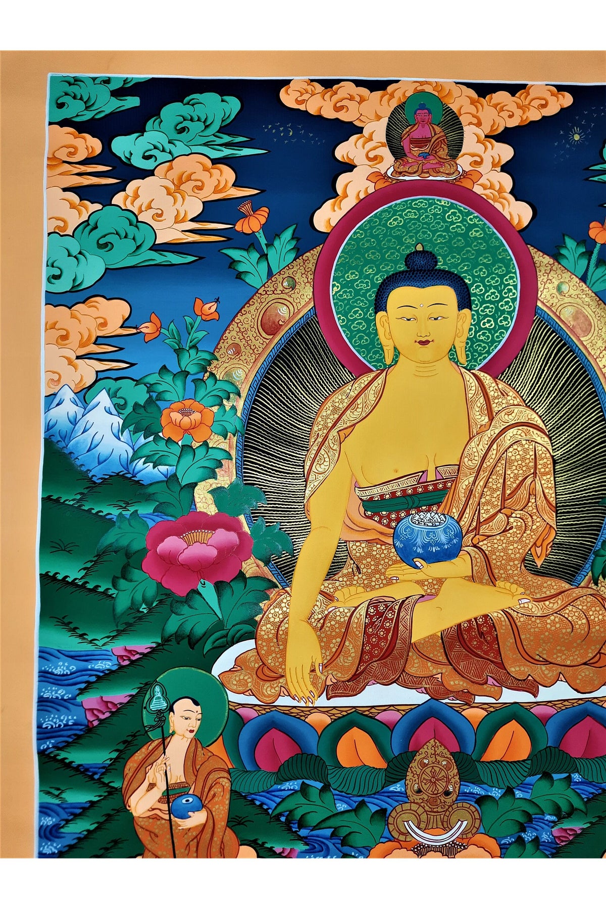 Hand Painted Shakyamuni Buddha Thangka, Tibetan Meditation Painting