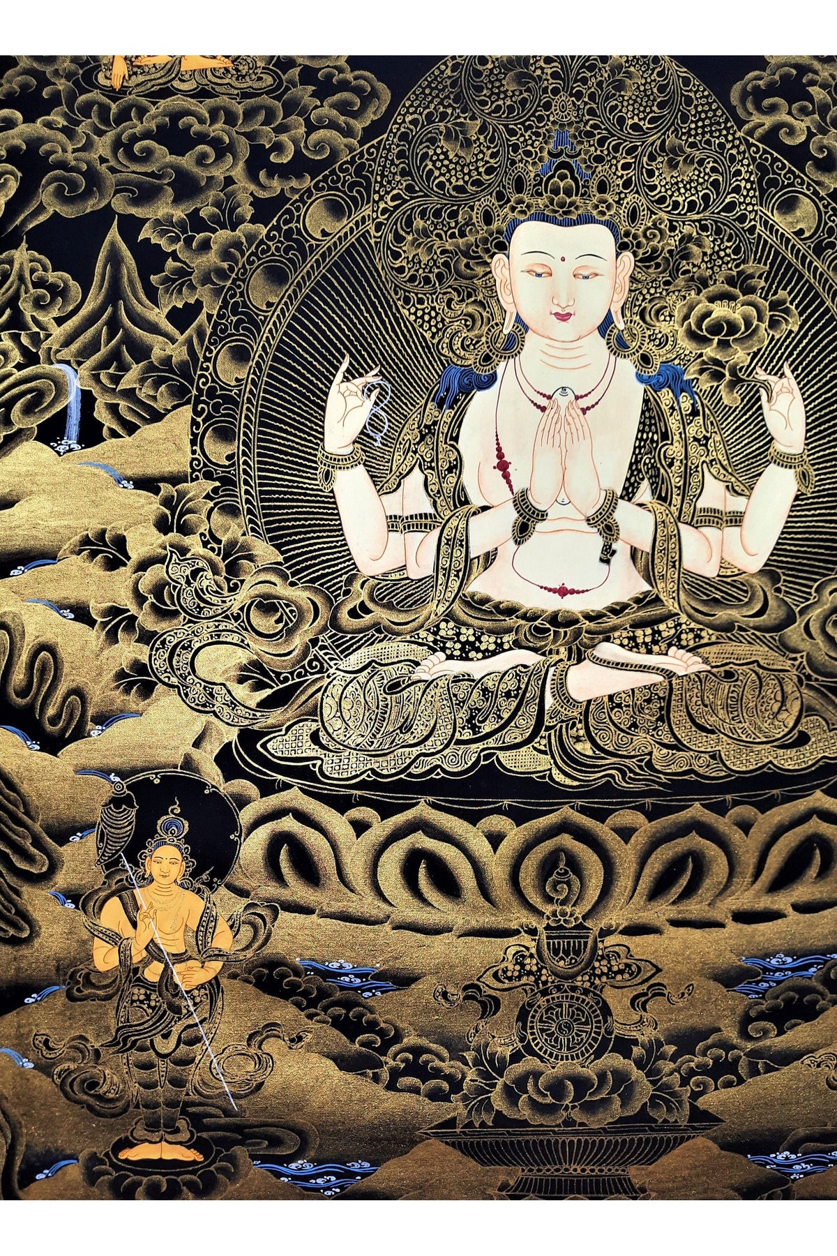 Hand-Painted Avalokiteshvara Thangka | Tibetan Buddhist Art