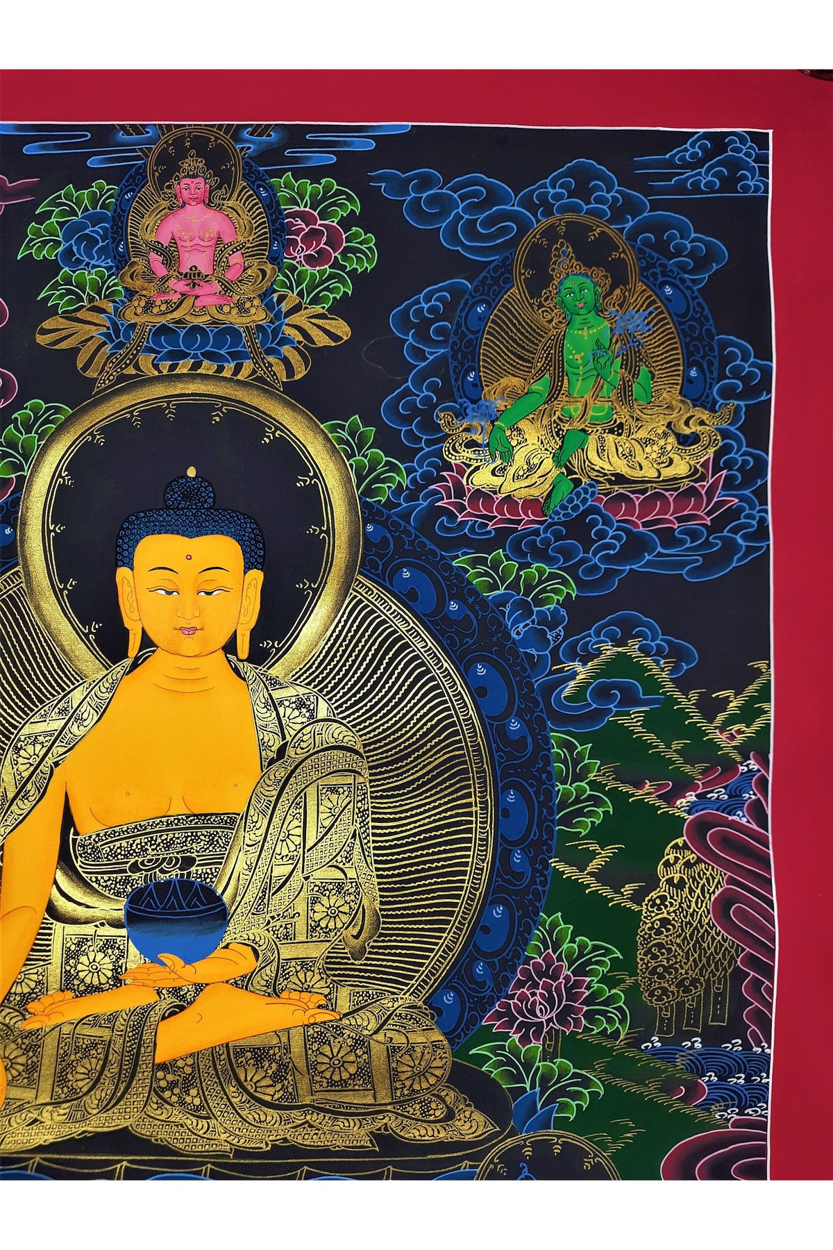 Hand-Painted Shakyamuni Buddha Thangka, Tibetan Canvas Art (18x24)