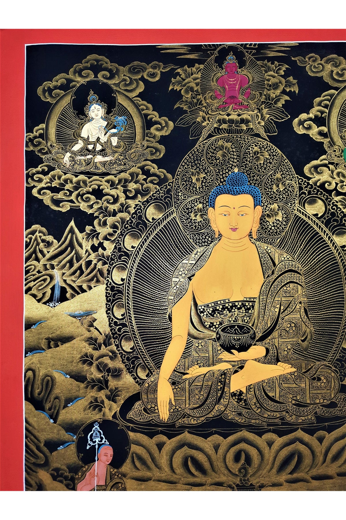 Hand-Painted Shakyamuni Buddha Thangka, Tibetan Meditation Art (18x23)