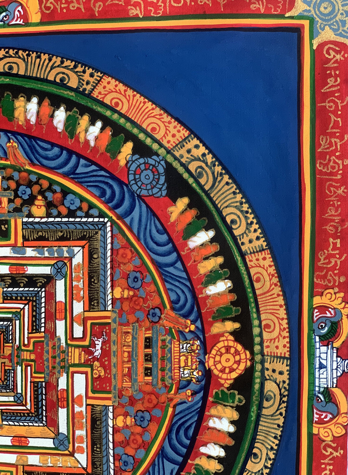 Hand-Painted Tibetan Thangka Art - Wheel of Life & Time, Kalachakra Mandala for Meditation, Spiritual Decor, Unique Wall Art