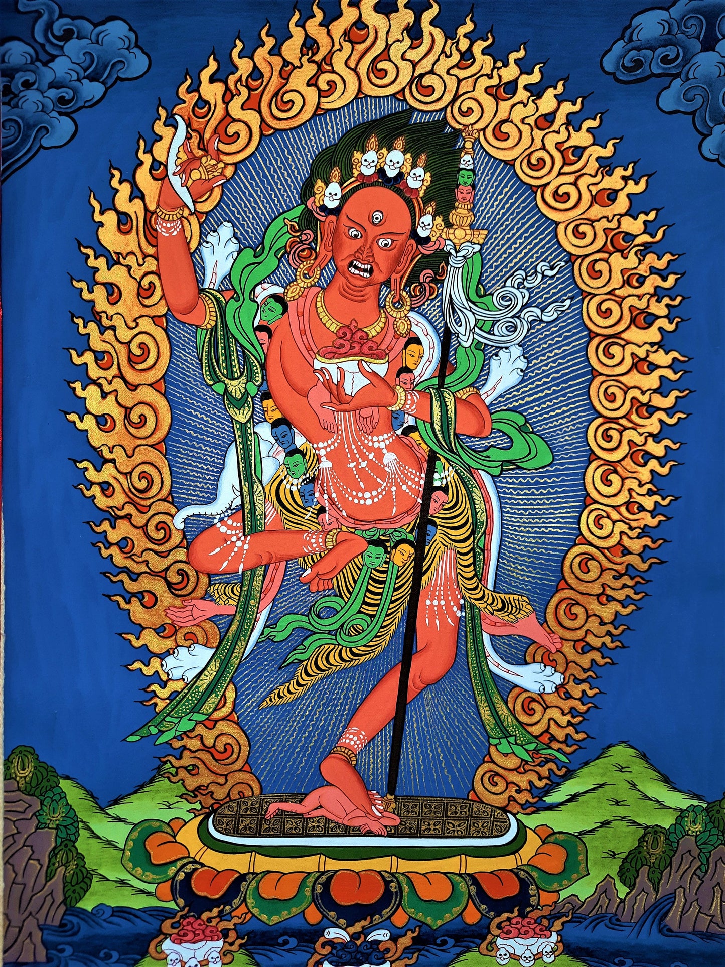 Hand-Painted Vajravarahi Thangka Painting with Silk Frame