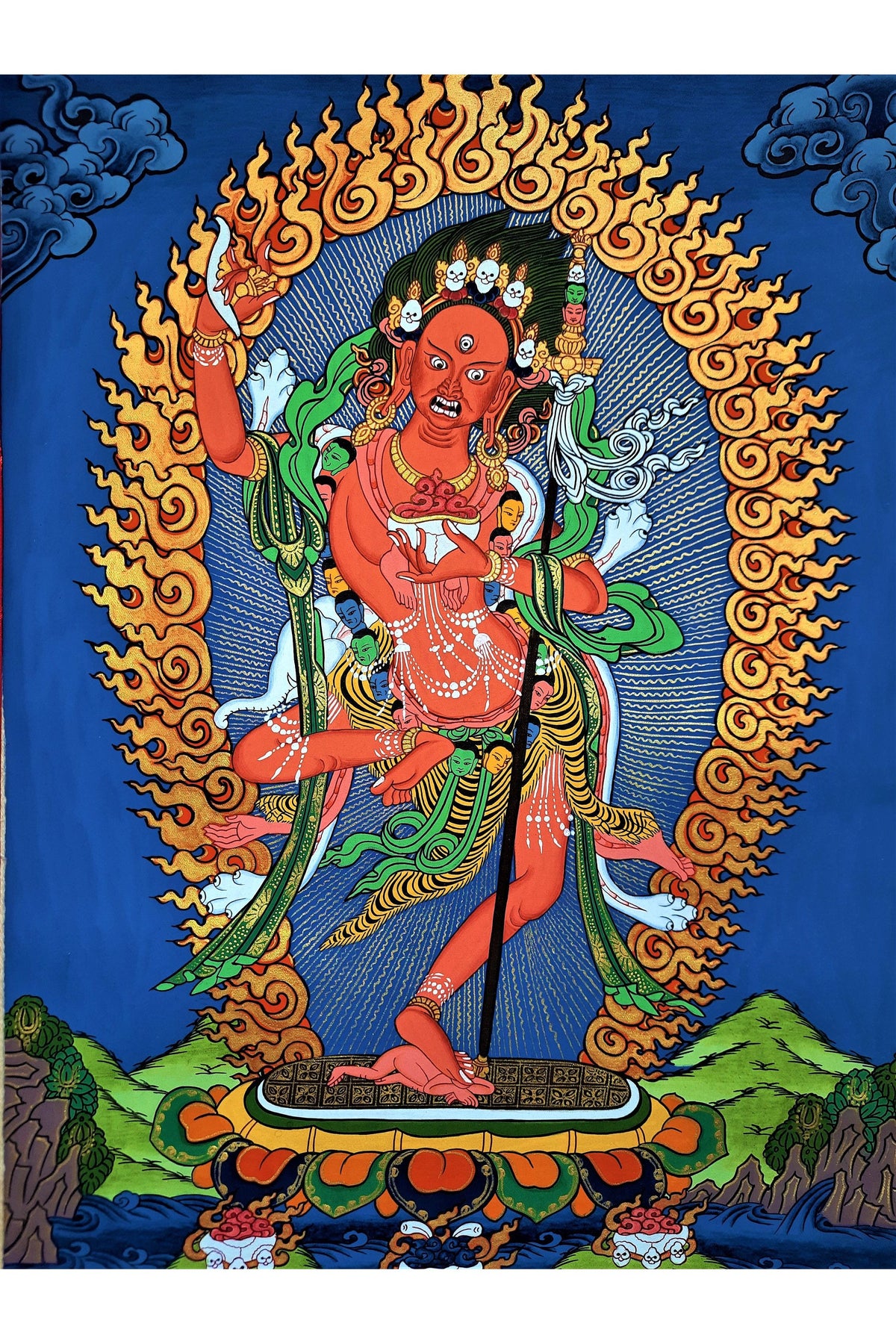 Hand-Painted Vajravarahi Thangka Painting with Silk Frame