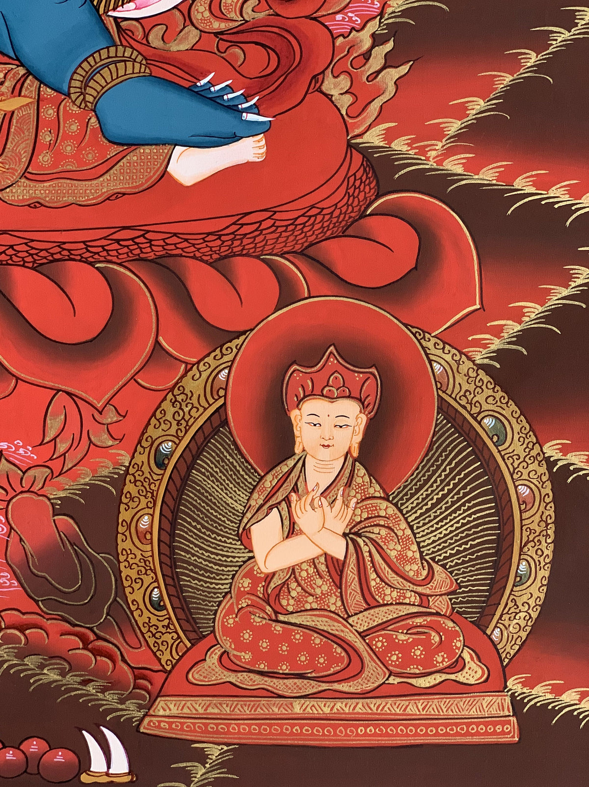 Mahakala Thangka Painting 6-Armed Tibetan Buddhist Art (20x27-Inches)