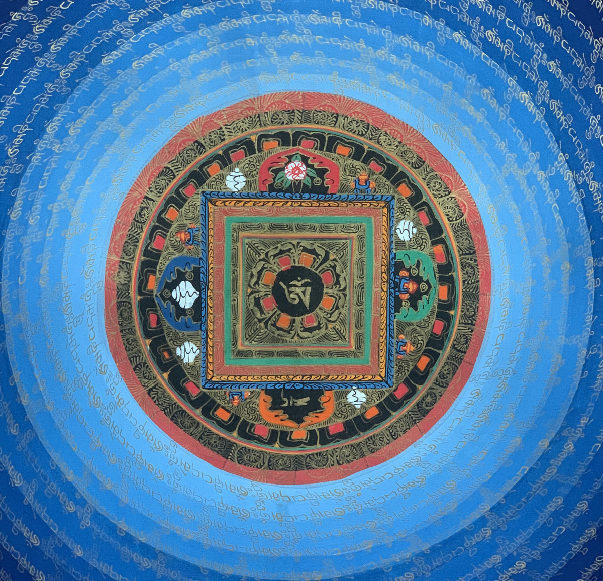 Hand-Painted Rainbow Mandala Thangka: Tibetan Meditation Art