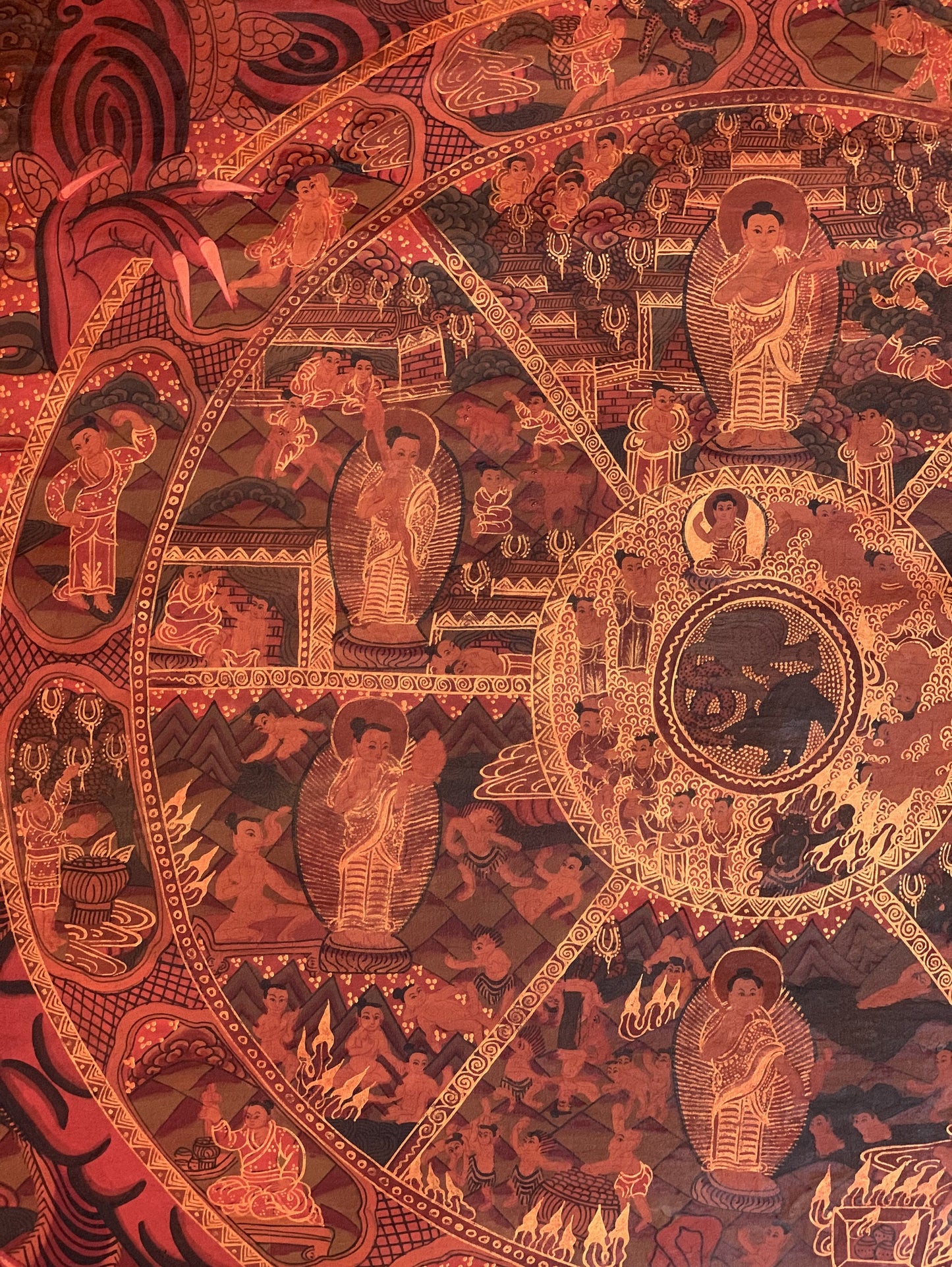 Wheel of Life Thangka | Hand-Painted Bhavacakra Mandala, Tibetan Art