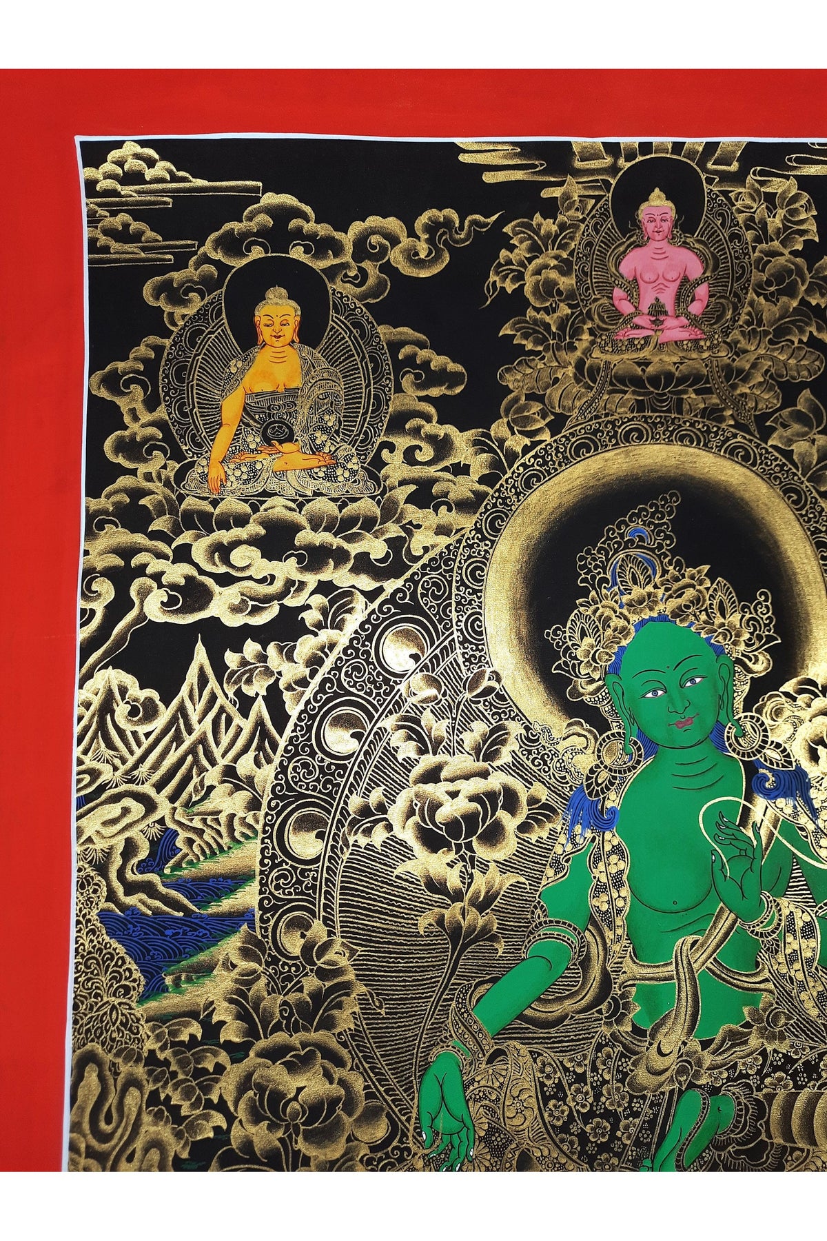 Hand painted Original Green Tara Masterpiece Painting Tibetan Wall hanging Thangka / Thangka / Compassion Meditation