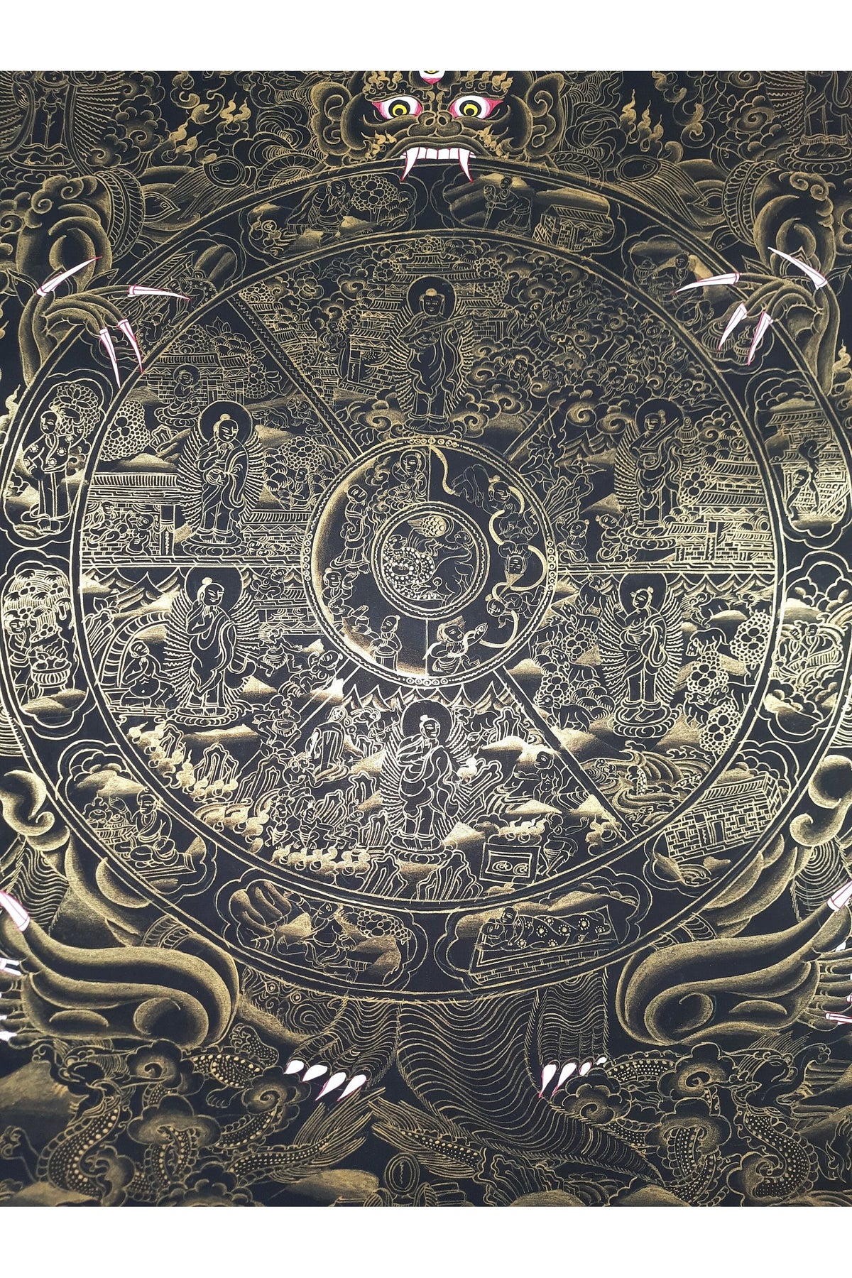 Hand Painted Wheel of Life Mandala, Tibetan Thangka Painting