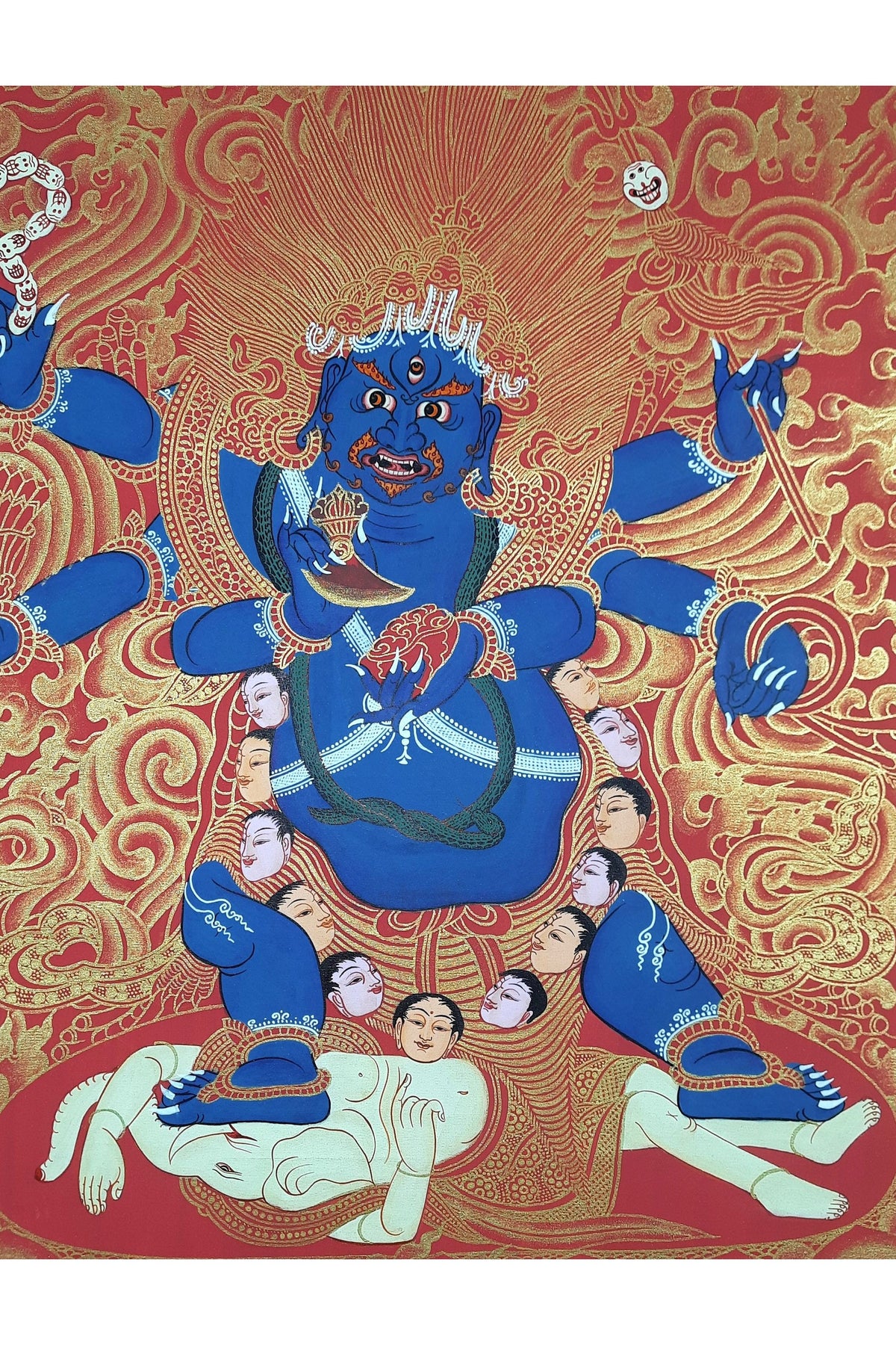 Black Mahakala Thangka Painting - Hand-Painted Protector of Wisdom