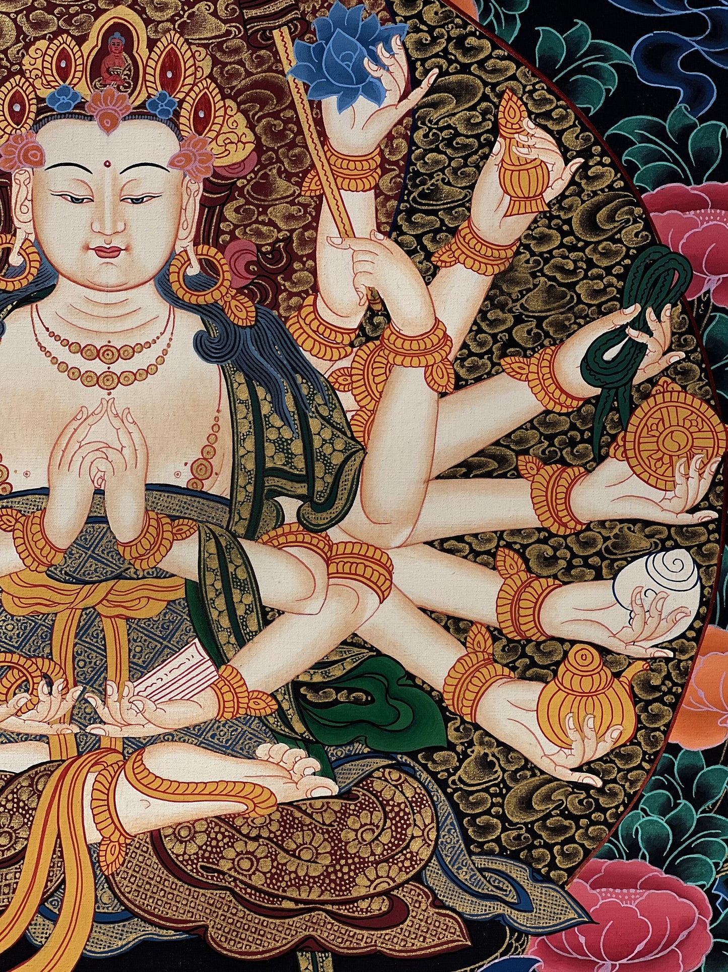 Hand-Painted Cundi Devi Thangka | Tibetan Buddhist Art