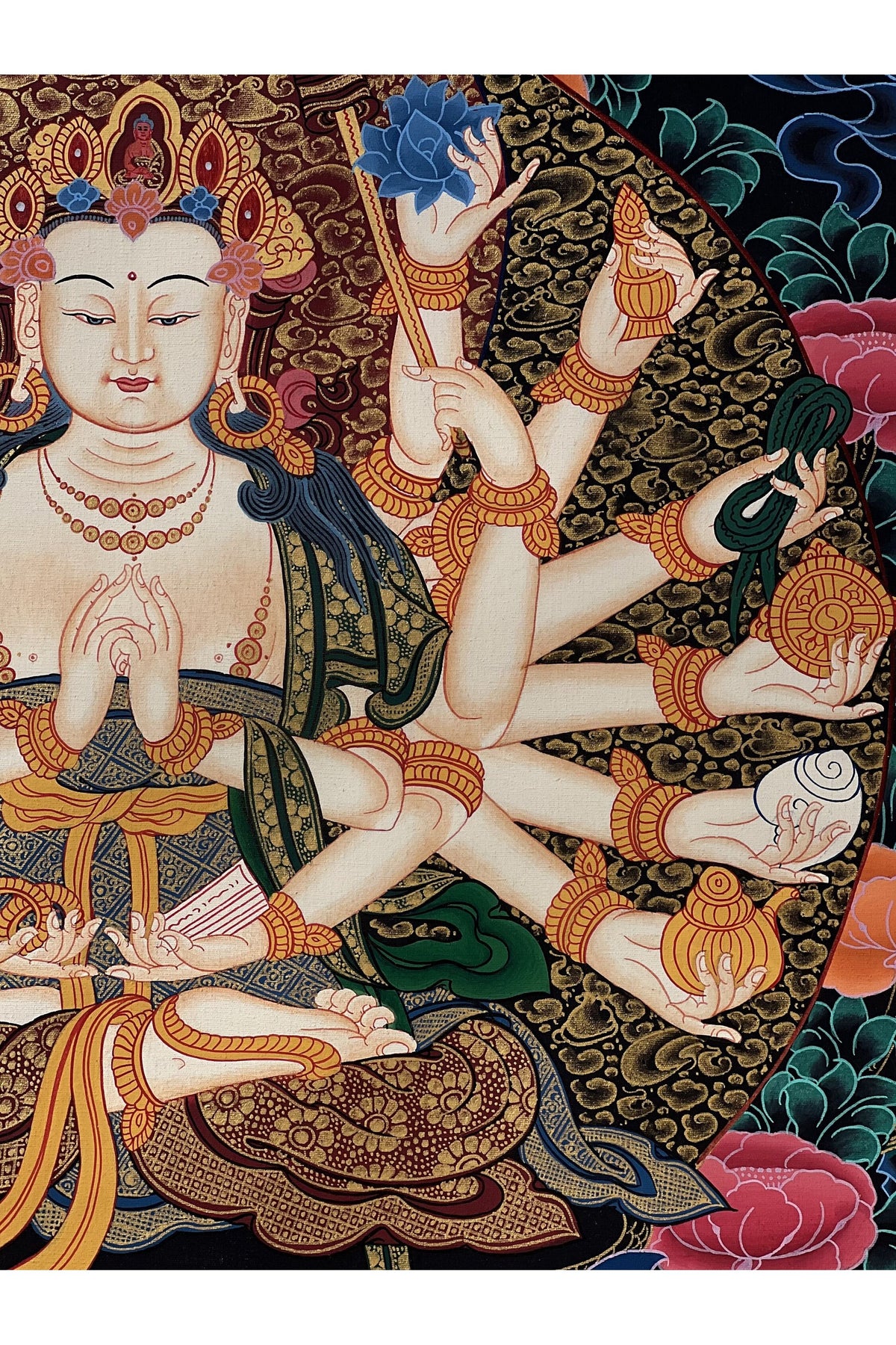 Hand-Painted Cundi Devi Thangka | Tibetan Buddhist Art