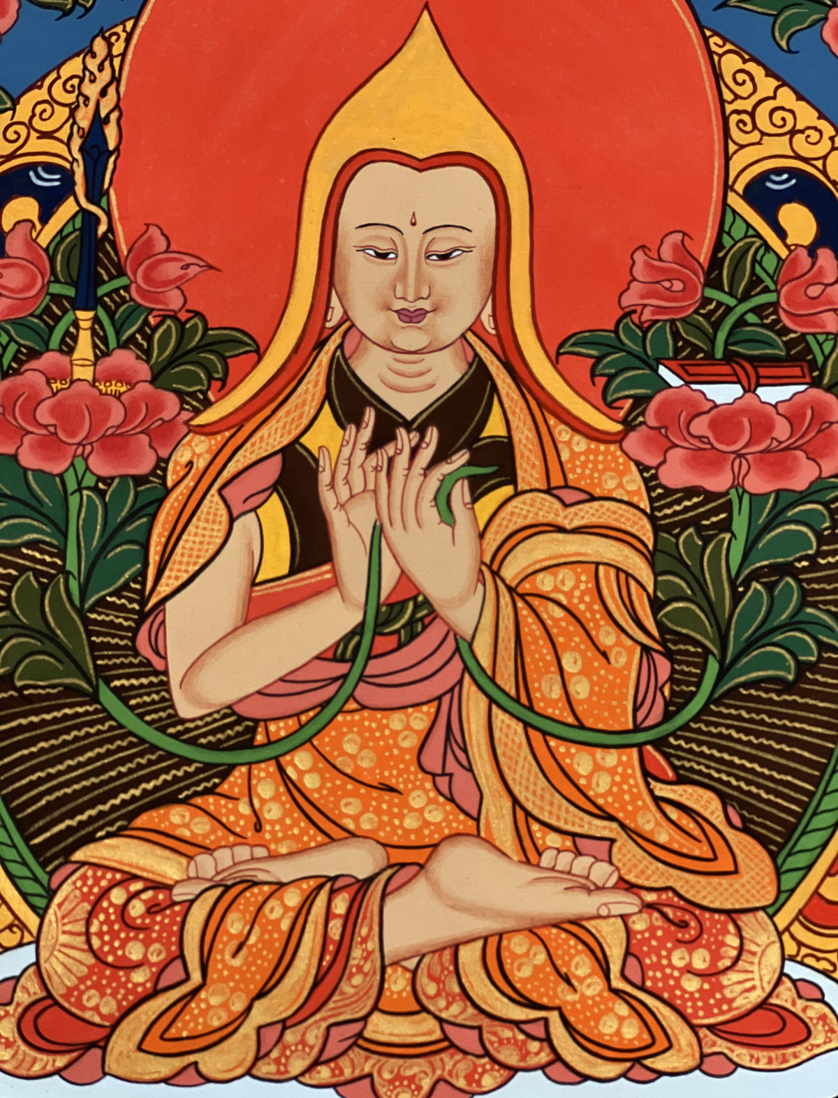 Tibetan Thangka Painting: Je Tsongkhapa Buddhist Art, Handmade