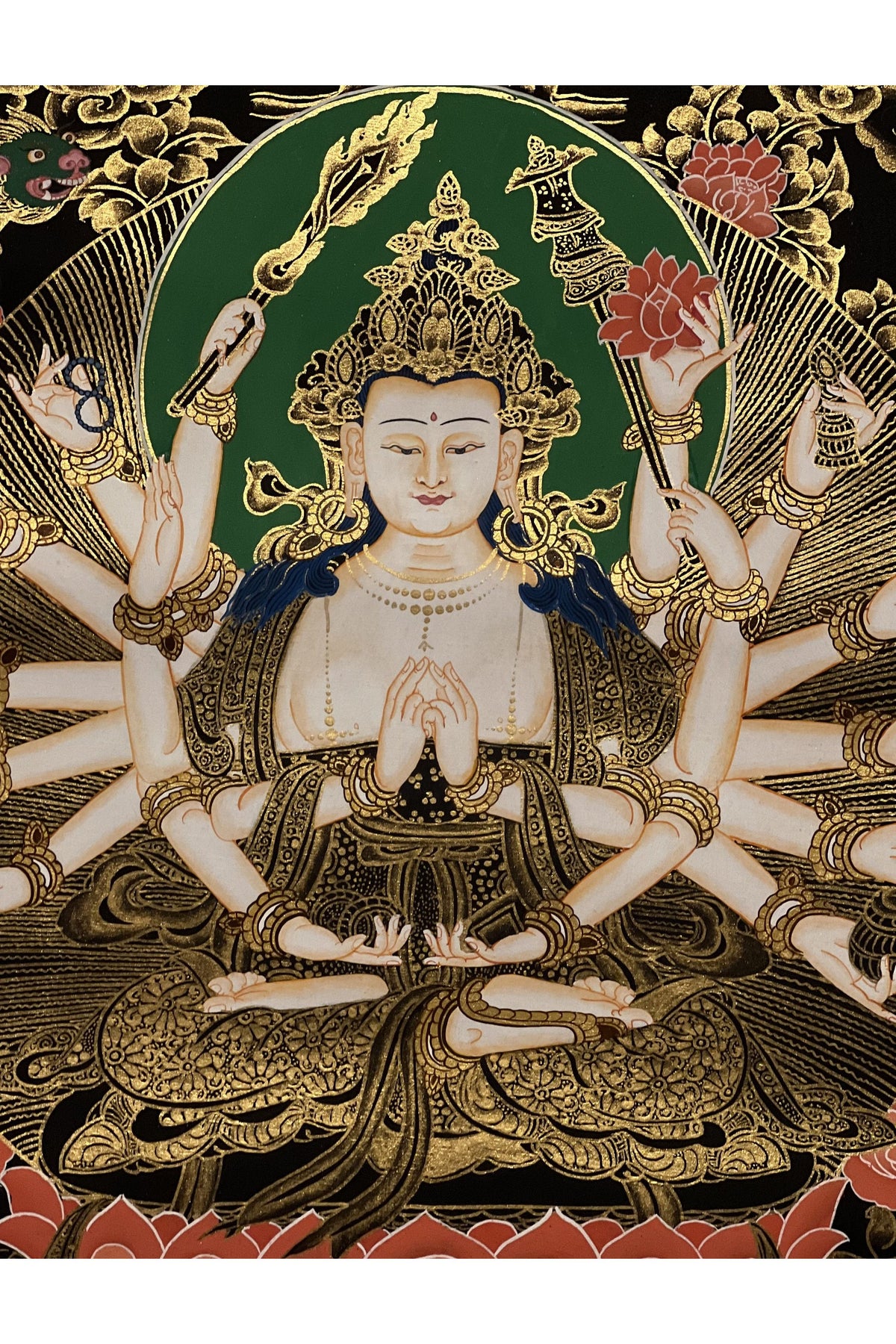 Hand-Painted Cundi Tibetan Thangka Painting: Mother Goddess Art