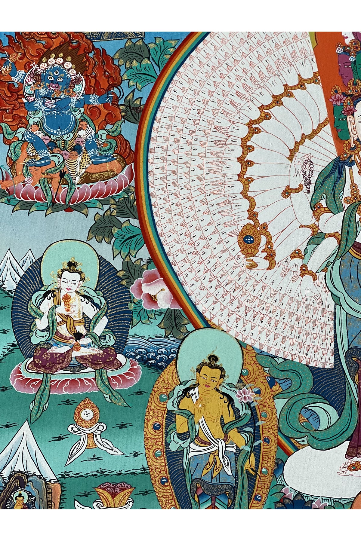 1000-Armed Avalokiteshvara Thangka | Hand-Painted Chenrezig Compassion Art