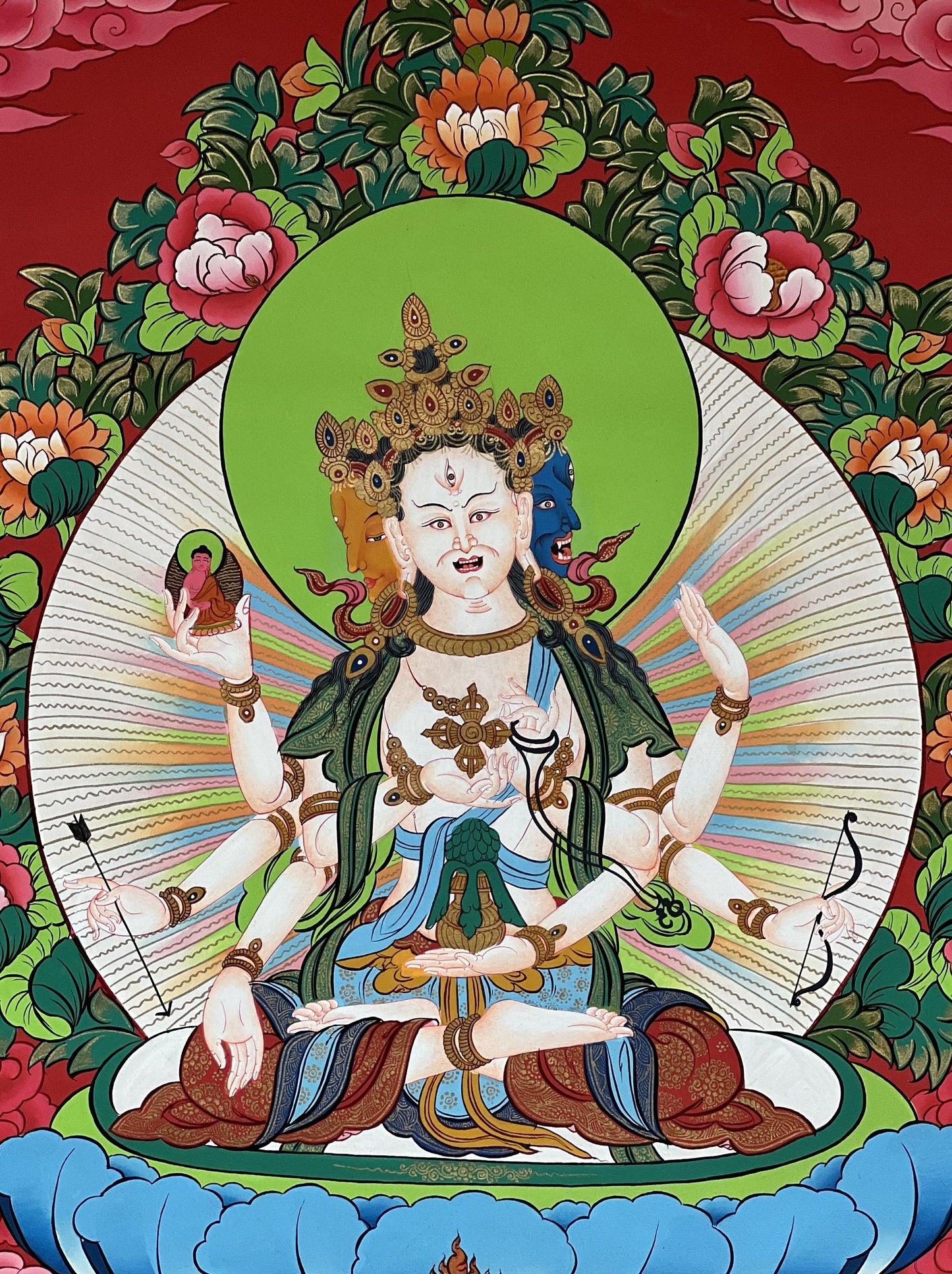 Hand painted Original NAMGYALMA / Female Bodhisattva / Masterpiece Painting Tibetan Thangka / Thangka / Compassion Meditation