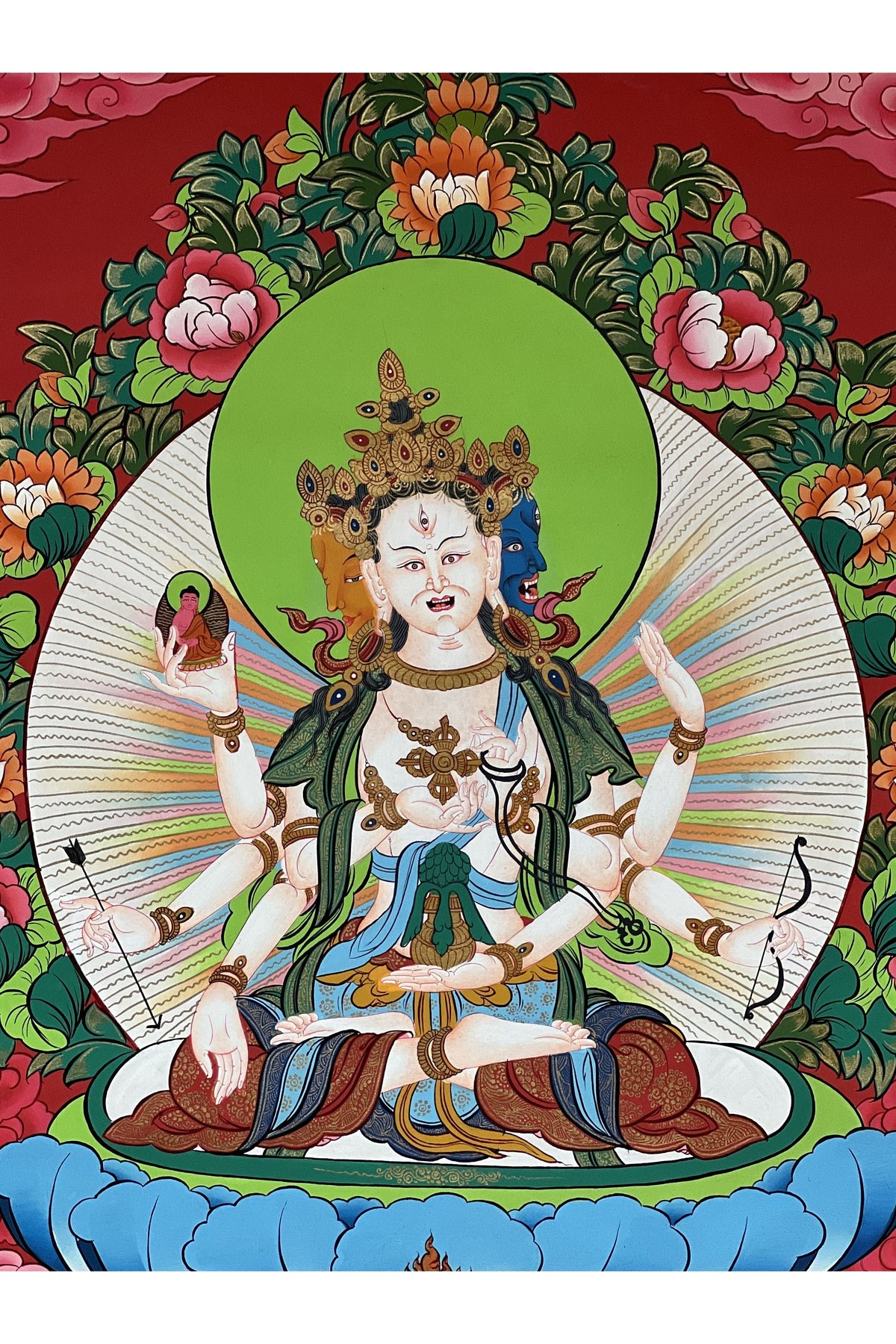 Hand painted Original NAMGYALMA / Female Bodhisattva / Masterpiece Painting Tibetan Thangka / Thangka / Compassion Meditation