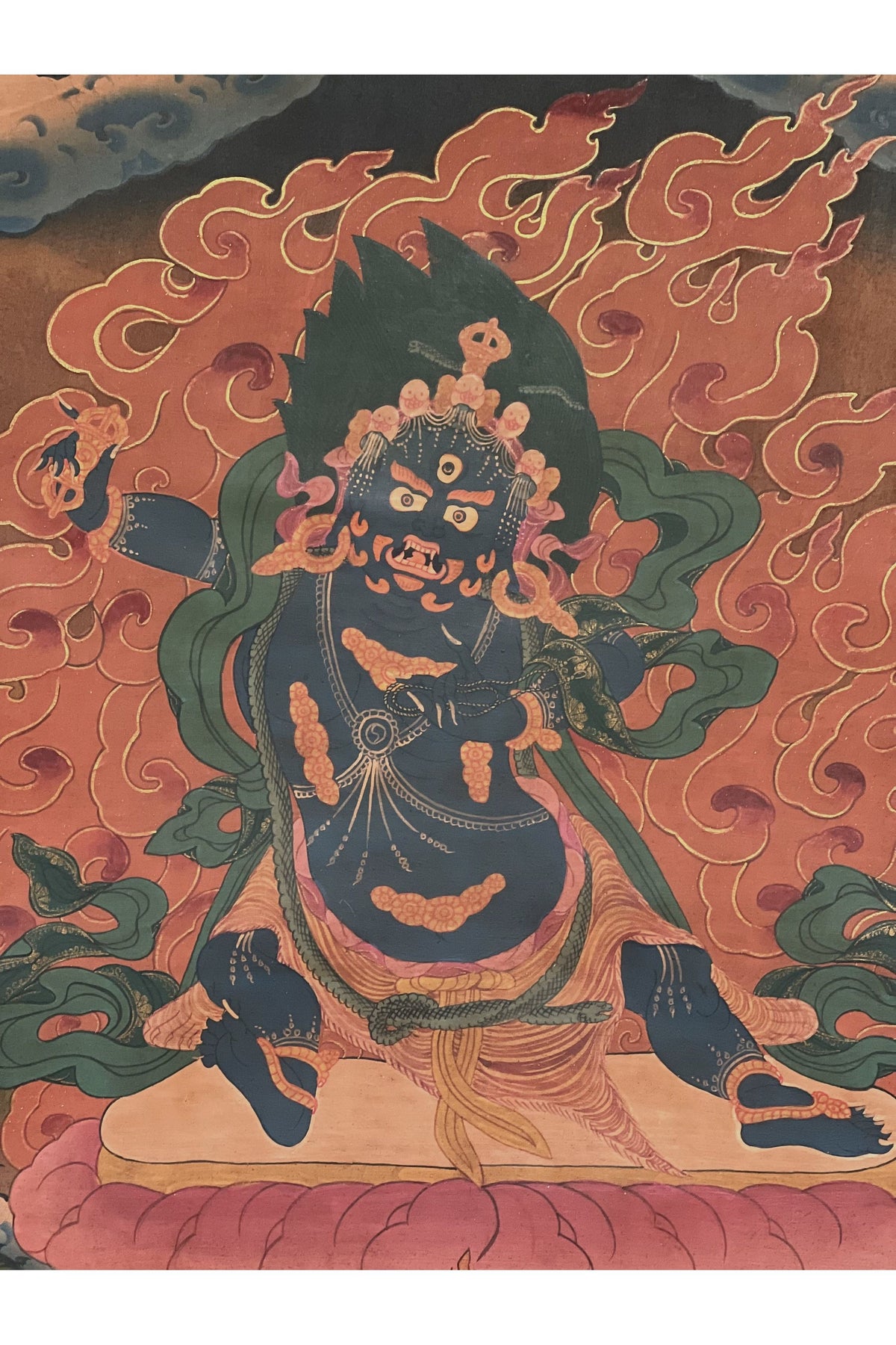 Hand-Painted Vajrapani Thangka: Tibetan Buddhist Art, Oil Varnished