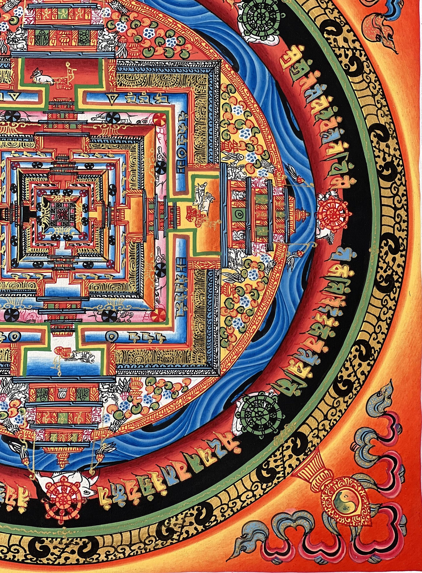 Original Hand-painted Kalachakra Mandala/ Wheel of Time Tibetan Thangka Painting Meditation Art