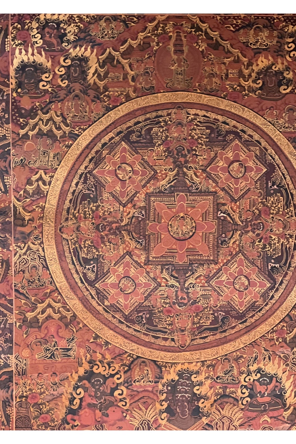 Hand Painted Five Buddha Mandala Thangka – Tibetan Compassion Art