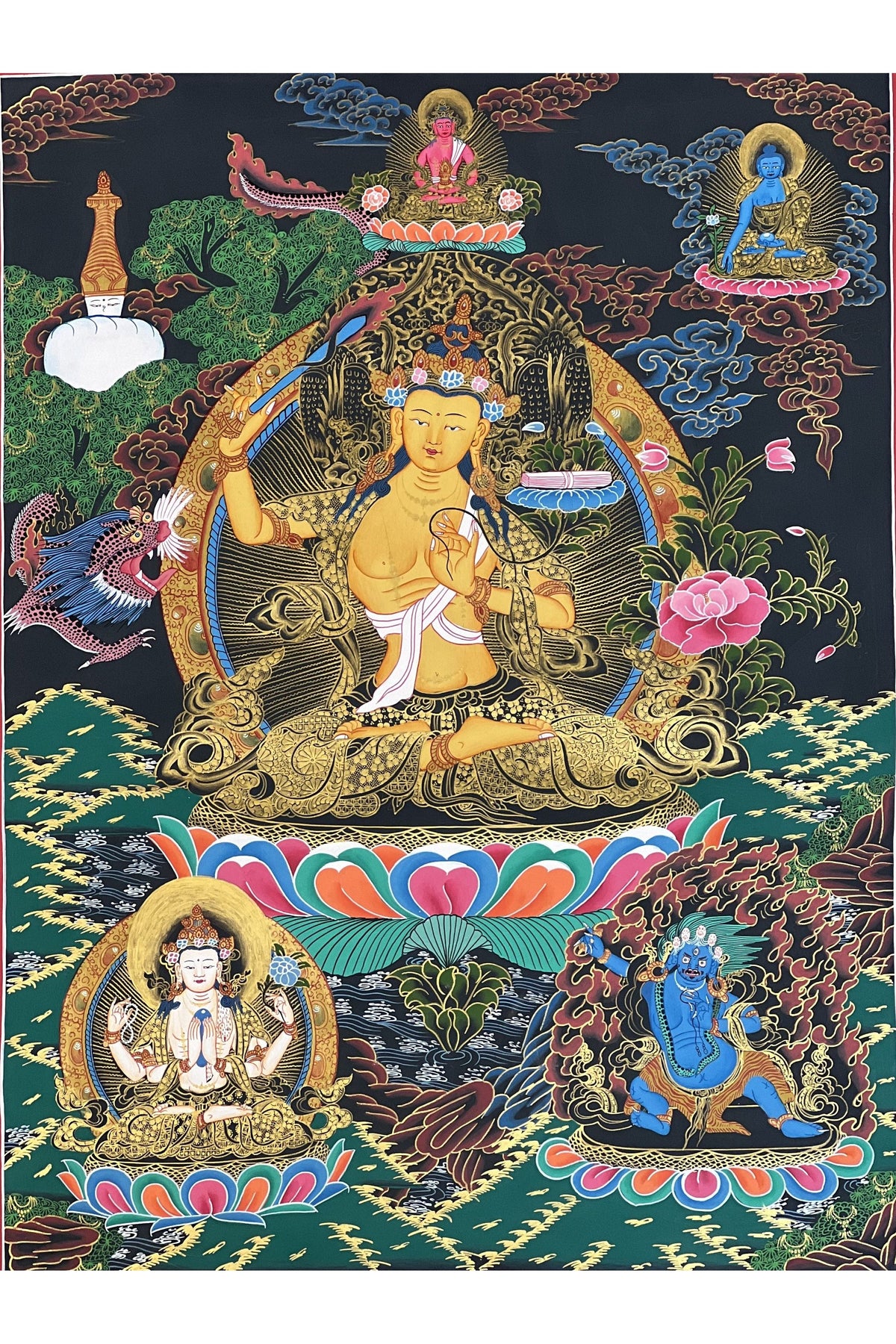 Manjushree Thangka Painting | Hand-Painted Tibetan Buddhist Art