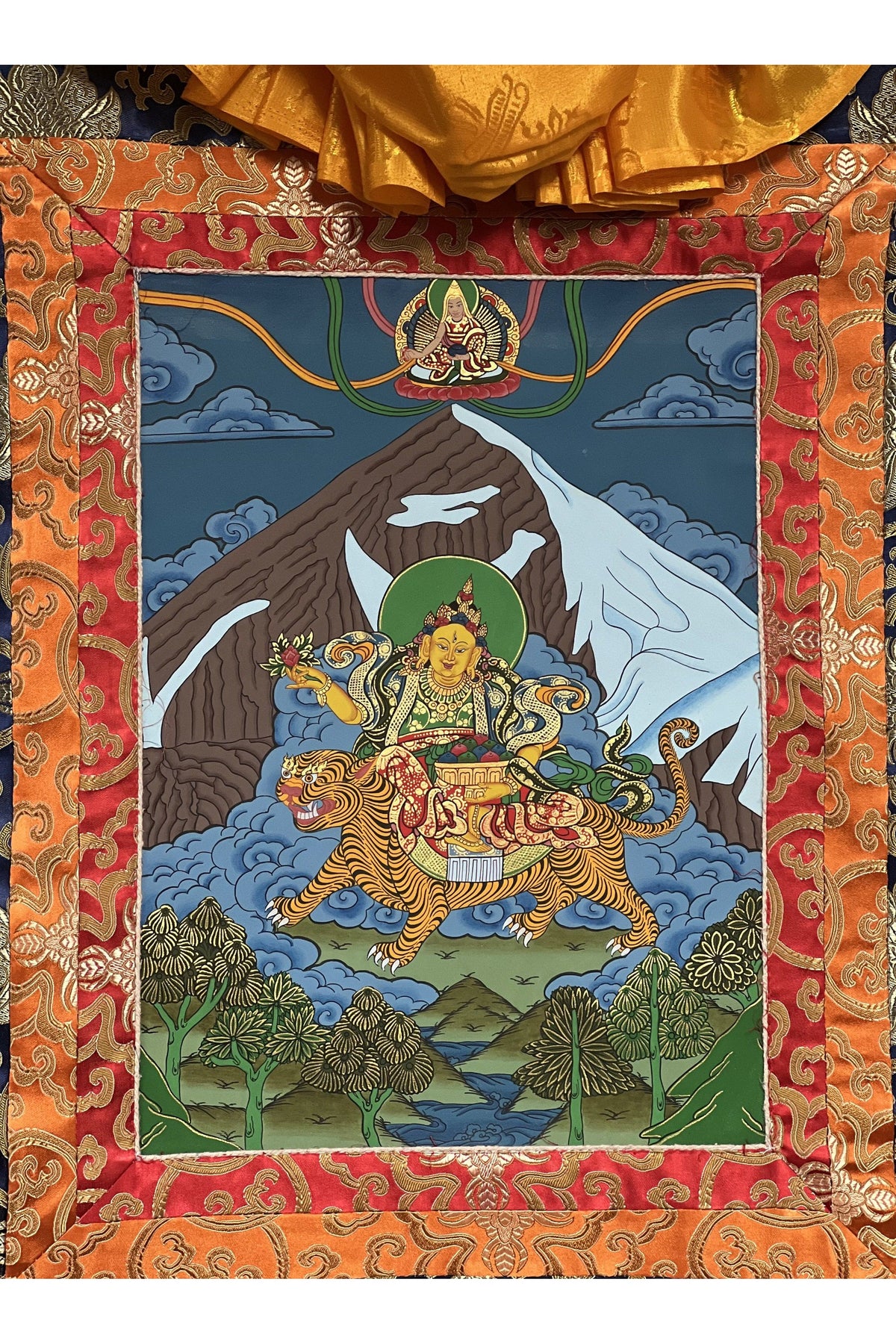 Hand Painted Miyolangsangma Thangka Painting with Silk Brocade