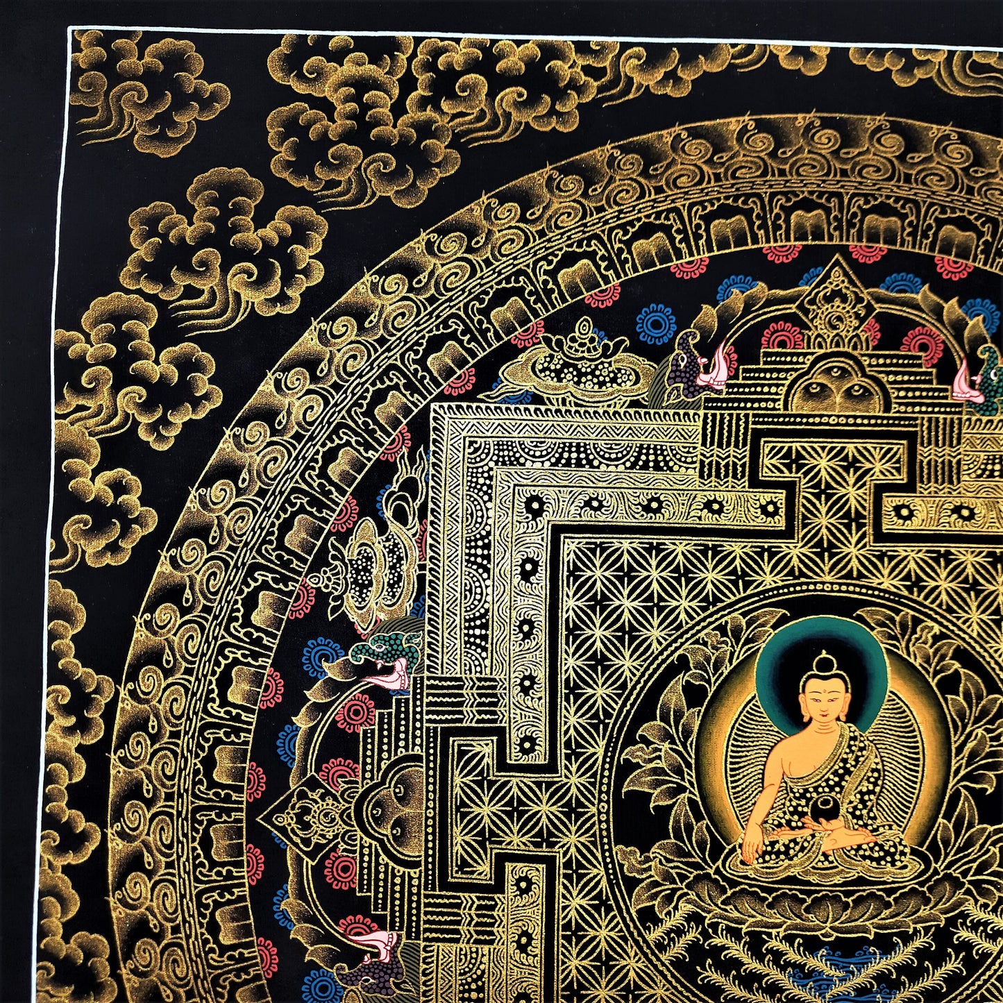 Hand-Painted Shakyamuni Buddha Mandala Thangka – Tibetan Meditation Art