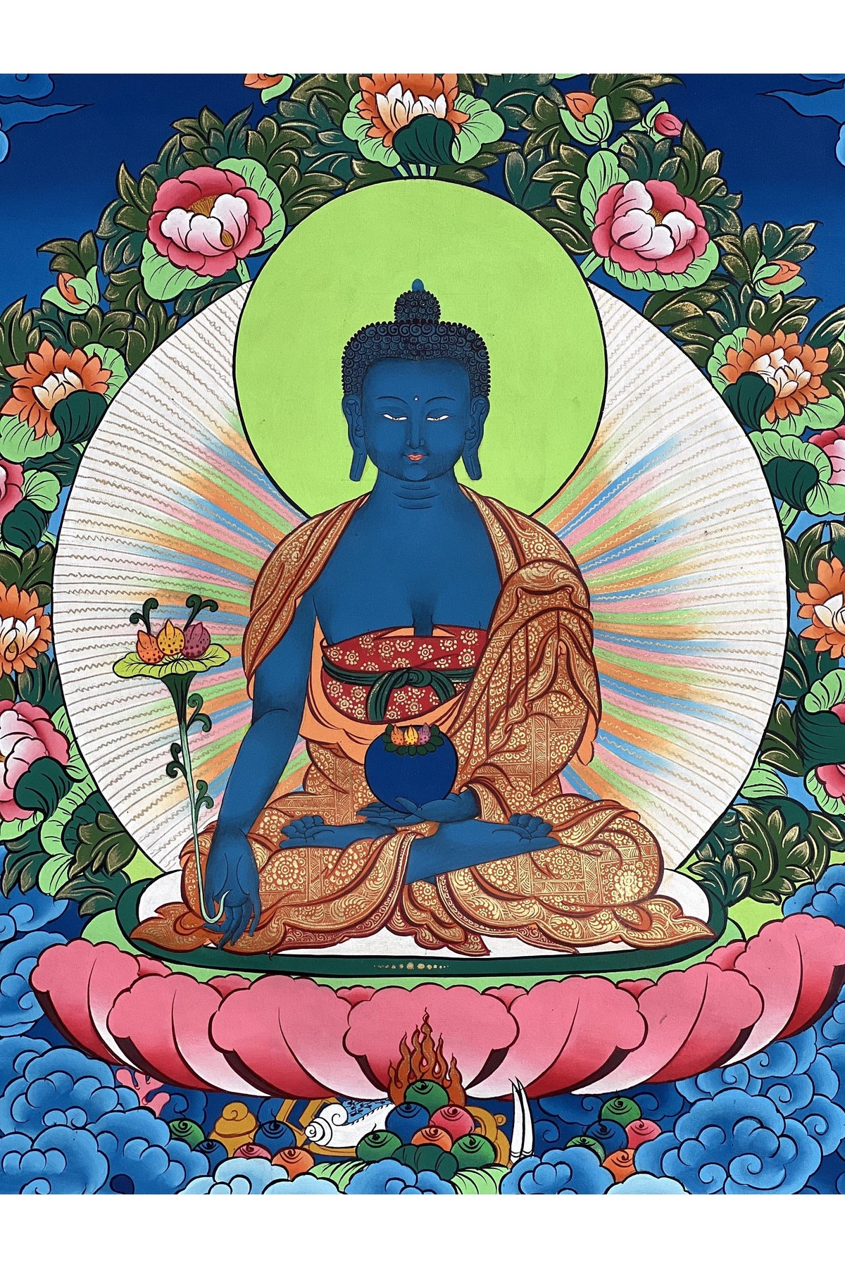 Medicine Buddha Thangka | Hand-Painted Tibetan Healing Art