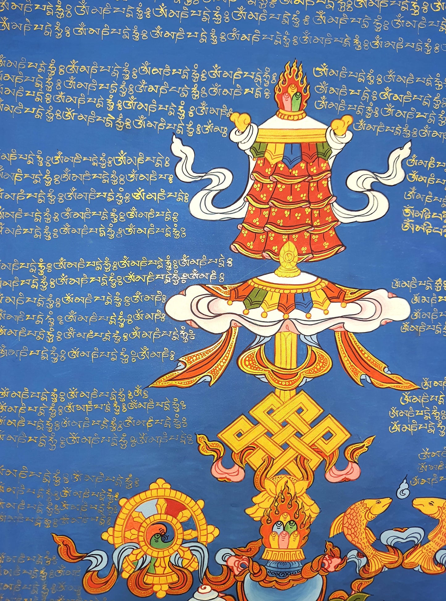 Original Hand Painted ASHTAMANGALA/ Eight Auspicious Symbols Tibetan Meditation Thangka / Thanka Painting from Nepal