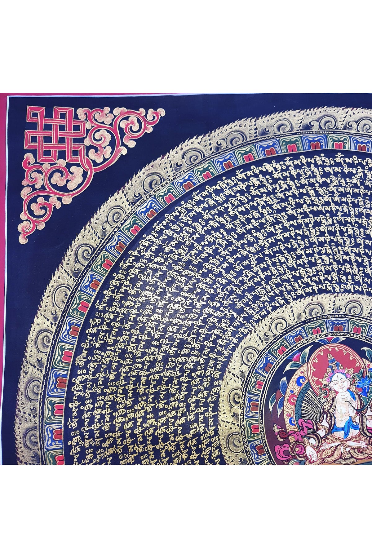 Hand-Painted White Tara Mandala Thangka | Tibetan Meditation Art