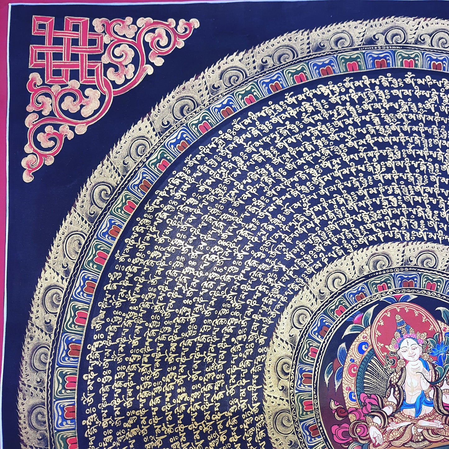 Hand-Painted White Tara Mandala Thangka | Tibetan Meditation Art