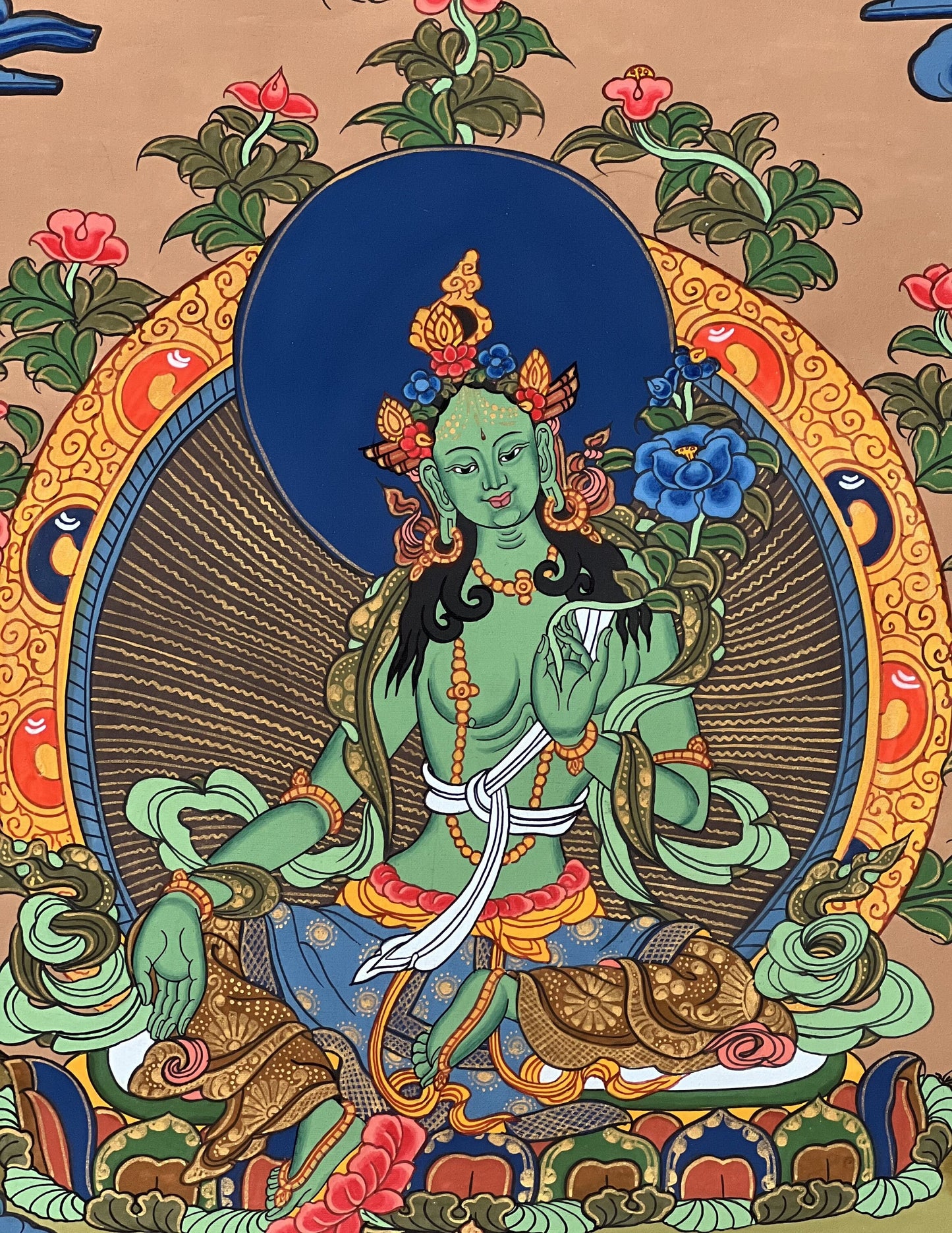Original Hand-painted Green Tara/ Shyamatara/ Masterpiece Tibetan Thangka Painting / Buddhist Meditation art