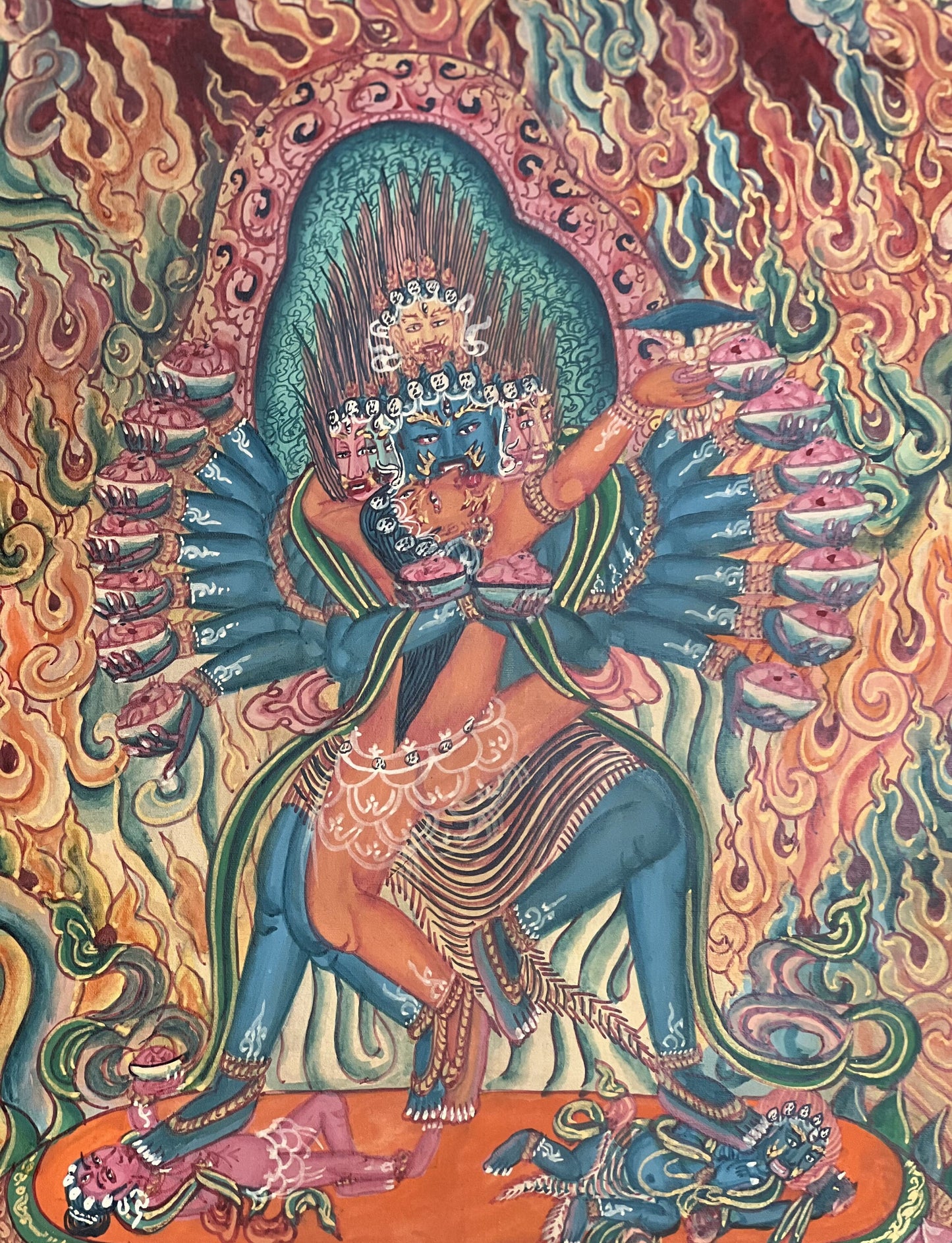 Hand-Painted Hevajra Yab-Yum Thangka, Tibetan Buddhist Art