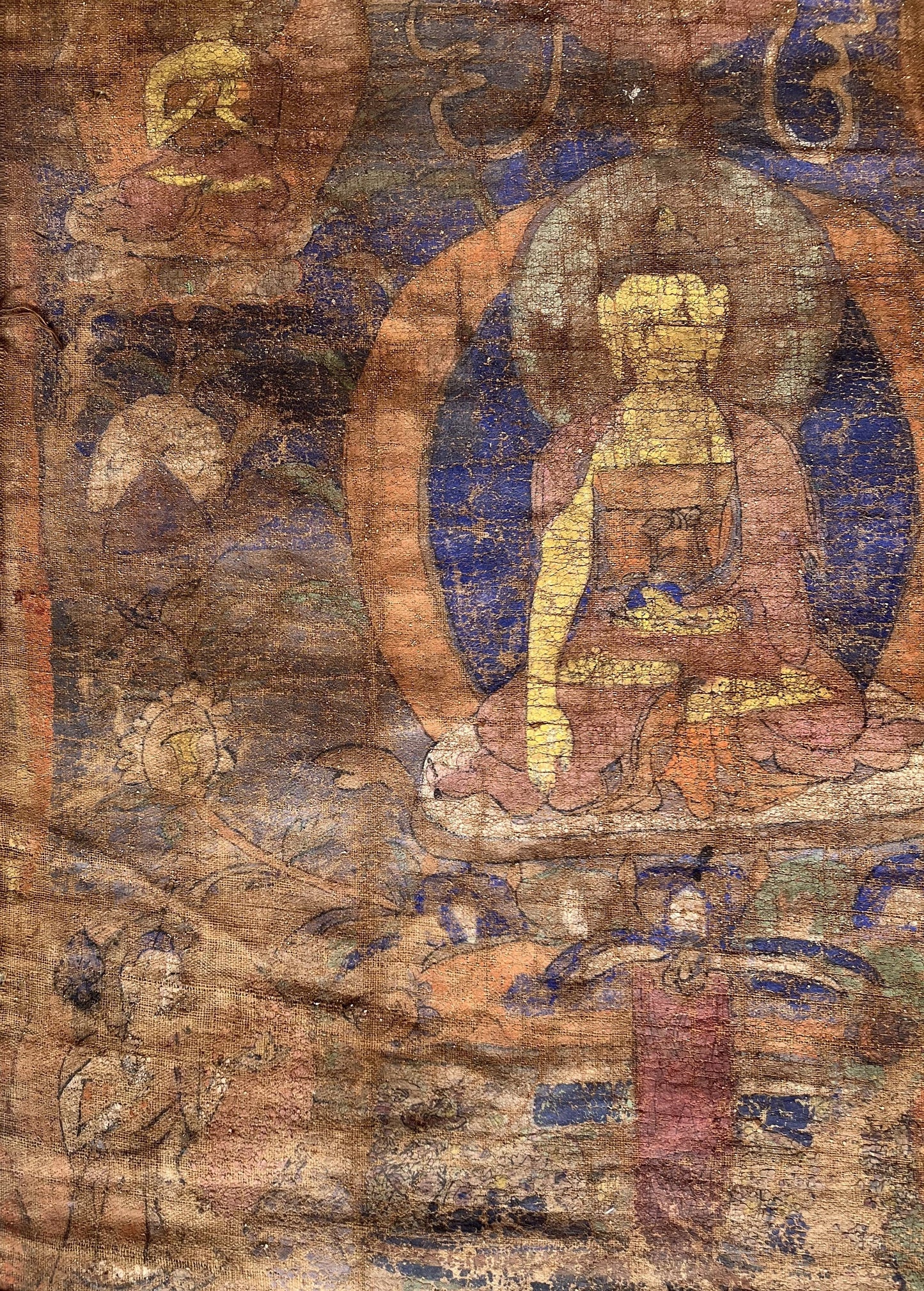 Original Hand-Painted Antique/ Vintage Shakyamuni Buddha Tibetan Thangka Painting from Nepal