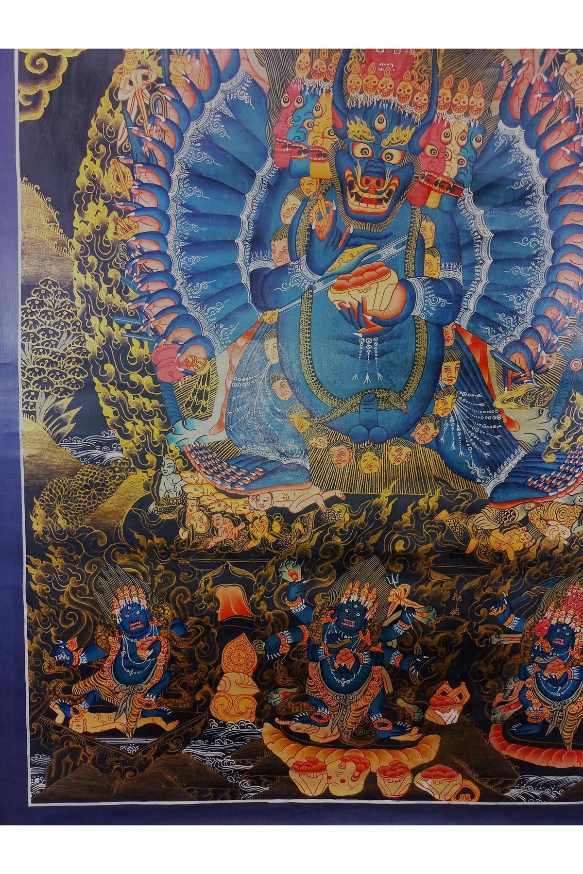 Hand-Painted Yamantaka Thangka Painting, Vajrabhairava Tibetan Art