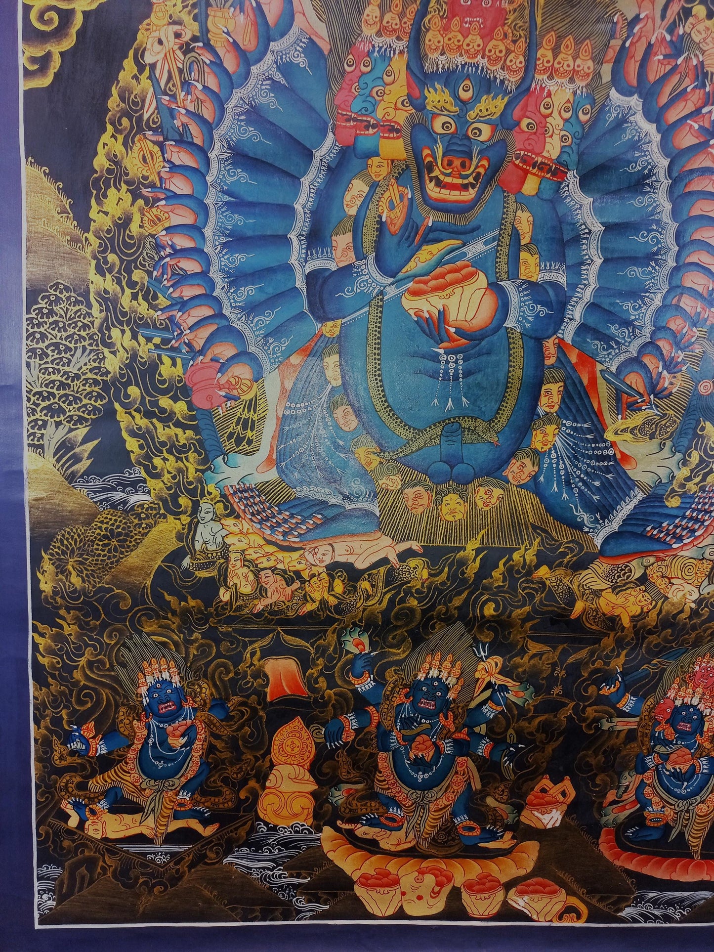 Hand-Painted Yamantaka Thangka Painting, Vajrabhairava Tibetan Art