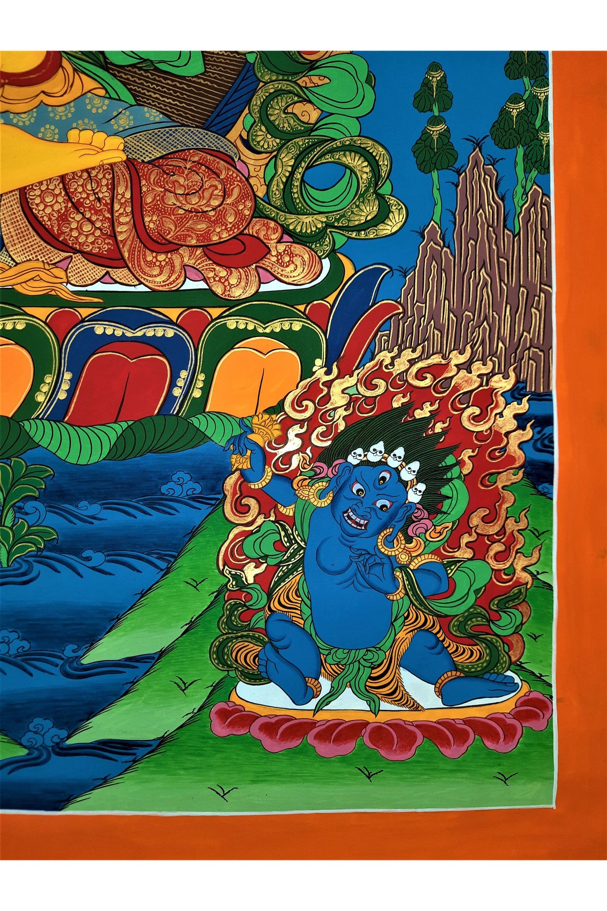 Manjusri / Manjushri God Of Wisdom Original Masterpiece Hand-painted Tibetan Thanka / Thangka Painting/Wall Hanging