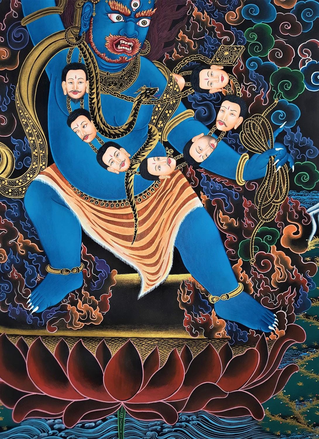 Hand-painted Vajrapani Thangka Painting – Tibetan Buddhist Art, 22x29