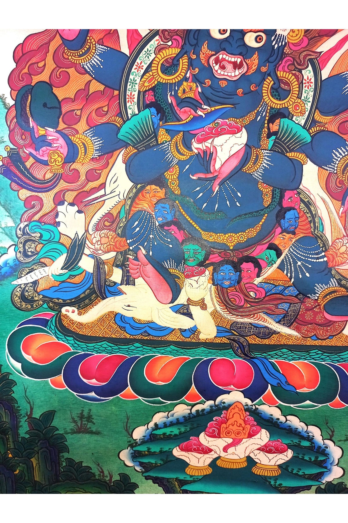 Black Mahakala Thangka Painting, Hand-Painted Tibetan Protector
