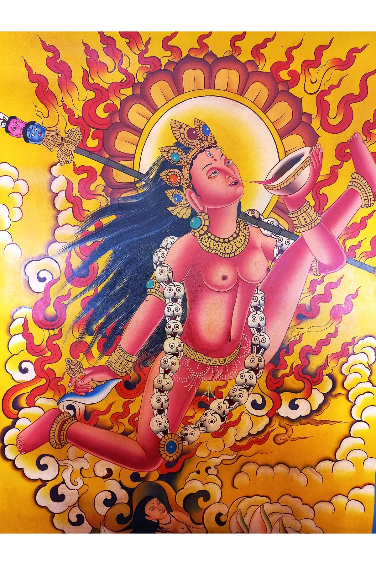 Akash Yogini Thangka Painting, Newari Paubha Tantra Art